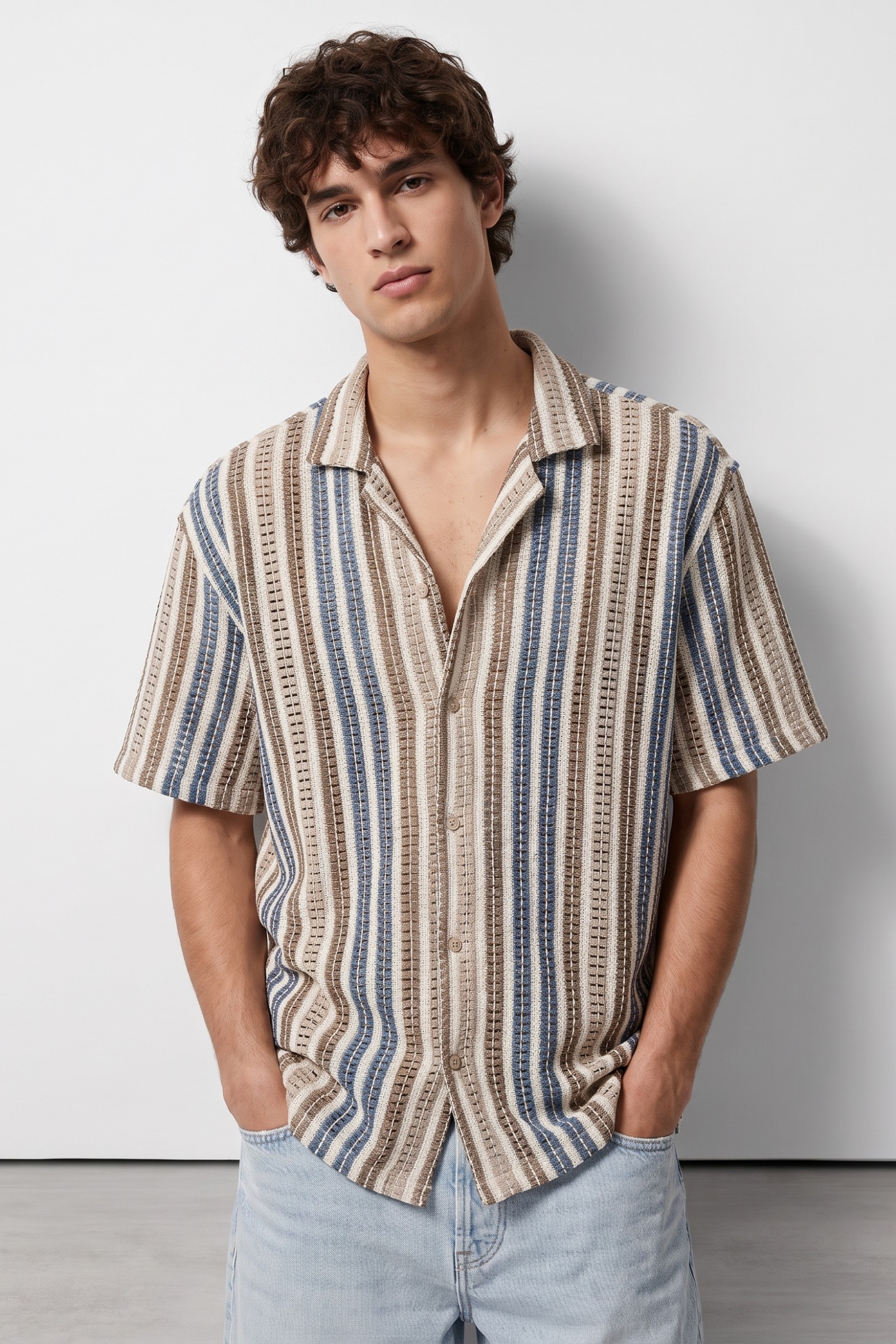 Beige Short Sleeve Relaxed Shirt