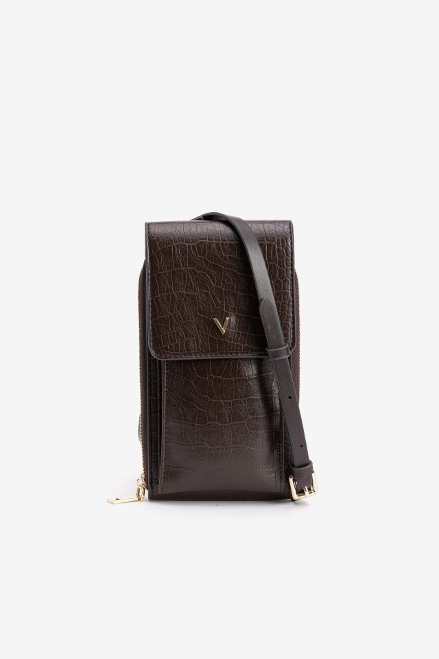 Brown Croc-Effect Coin Purse