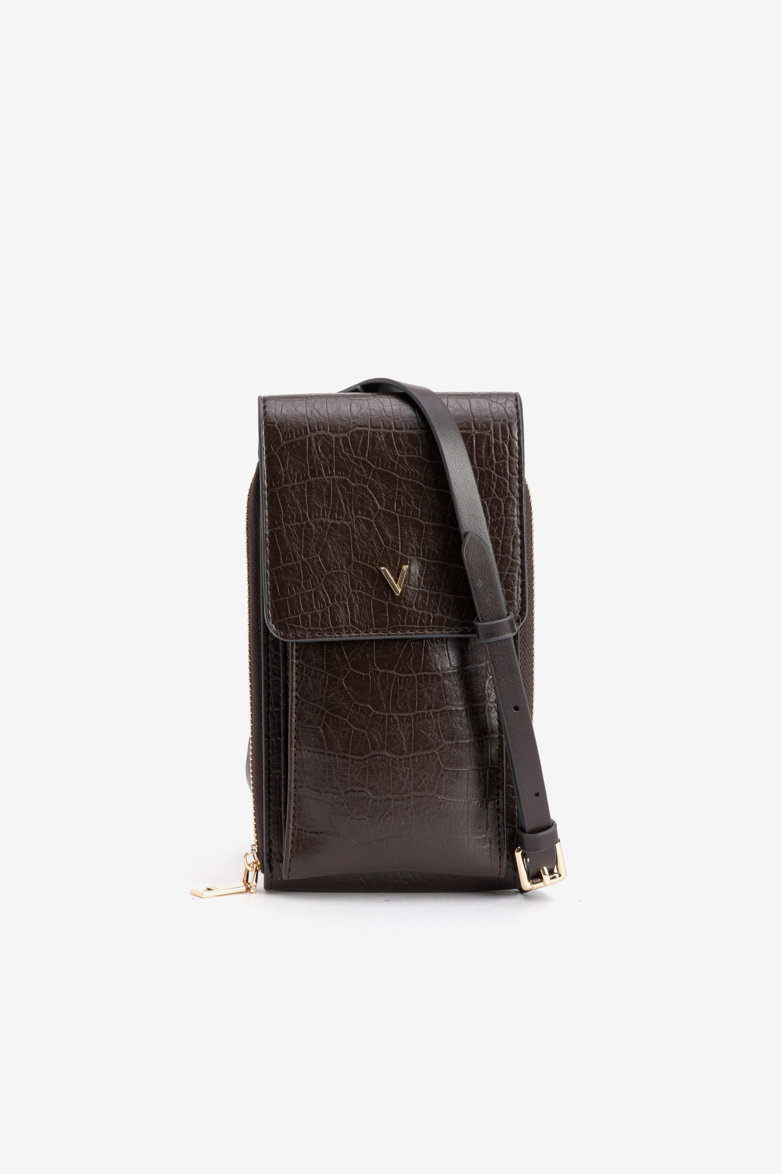 Brown Croc-Effect Coin Purse