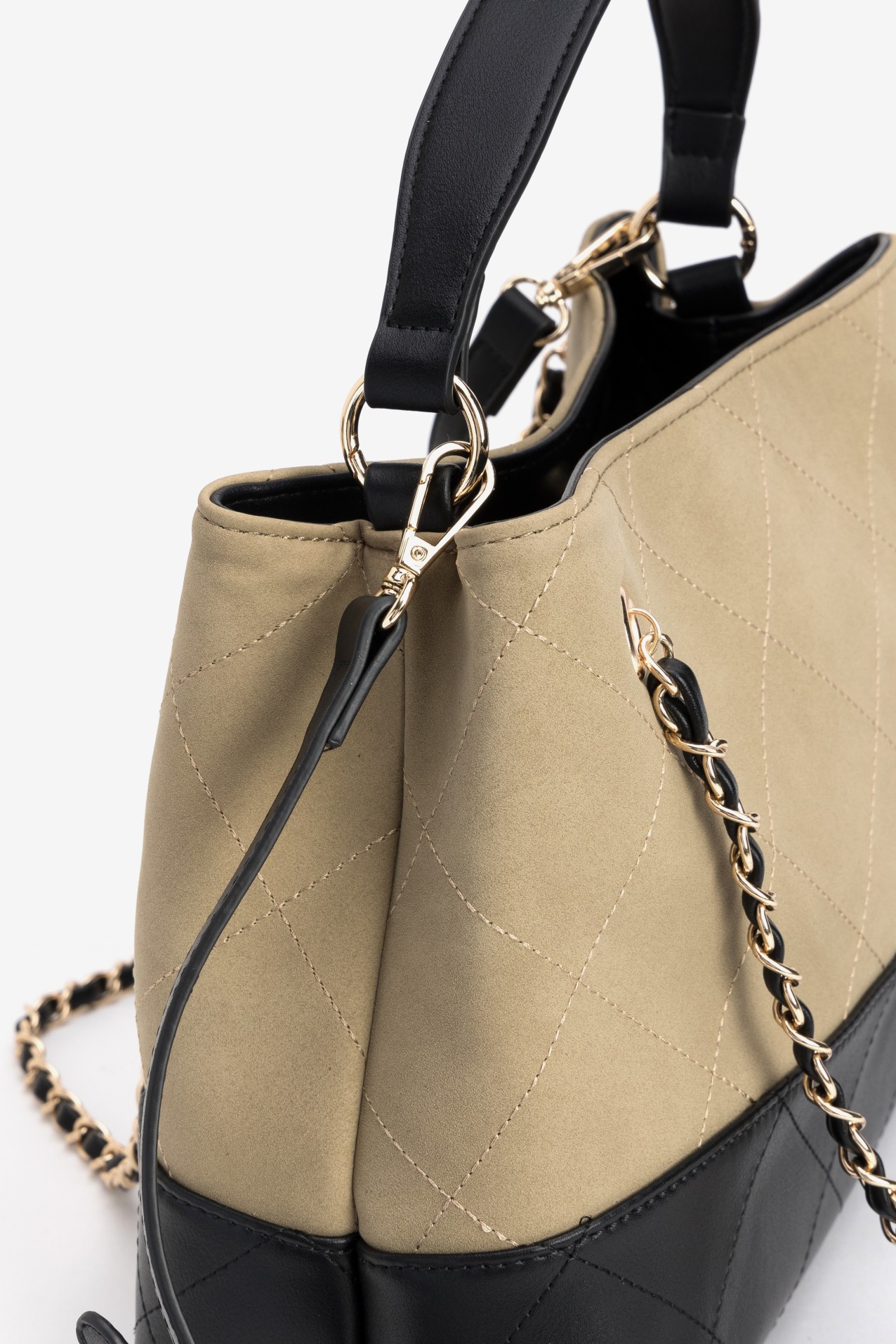 Beige and Black Quilted Bag
