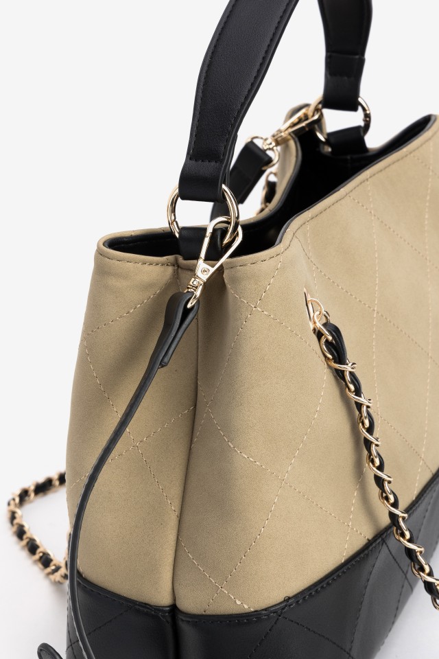 Beige and Black Quilted Bag Beige and Black Quilted Bag