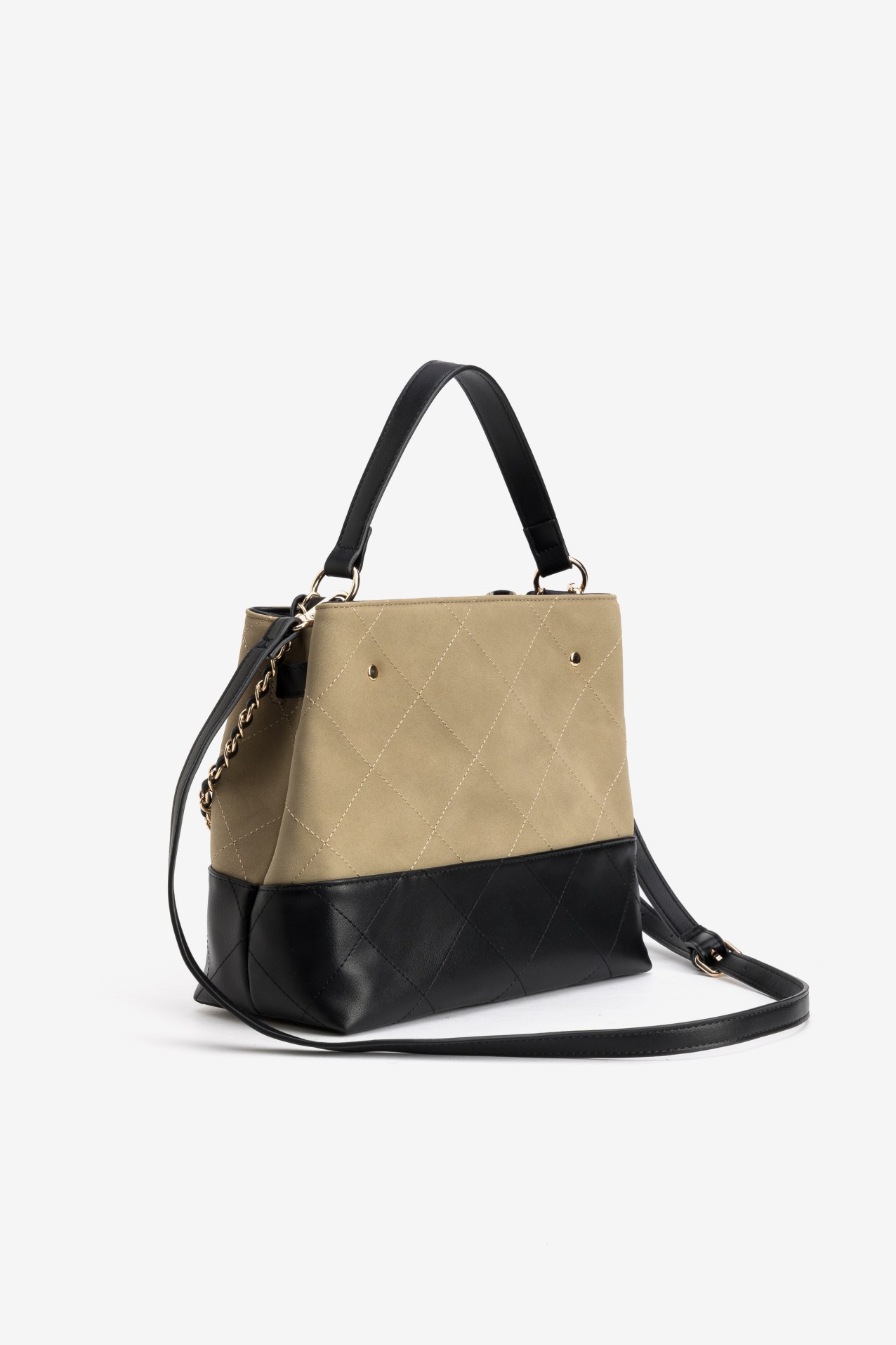 Beige Quilted Chain Wallet