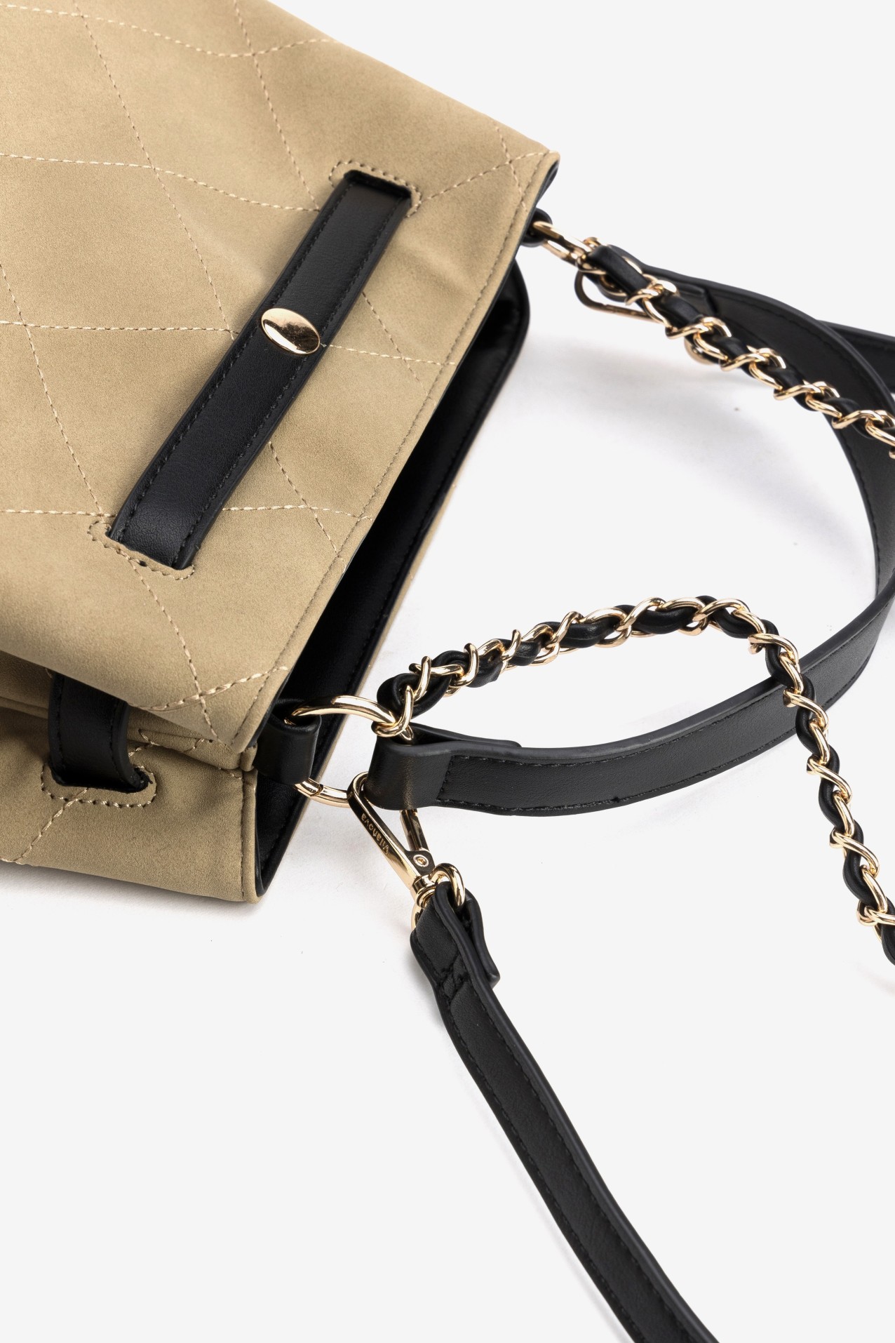 Beige Quilted Chain Wallet