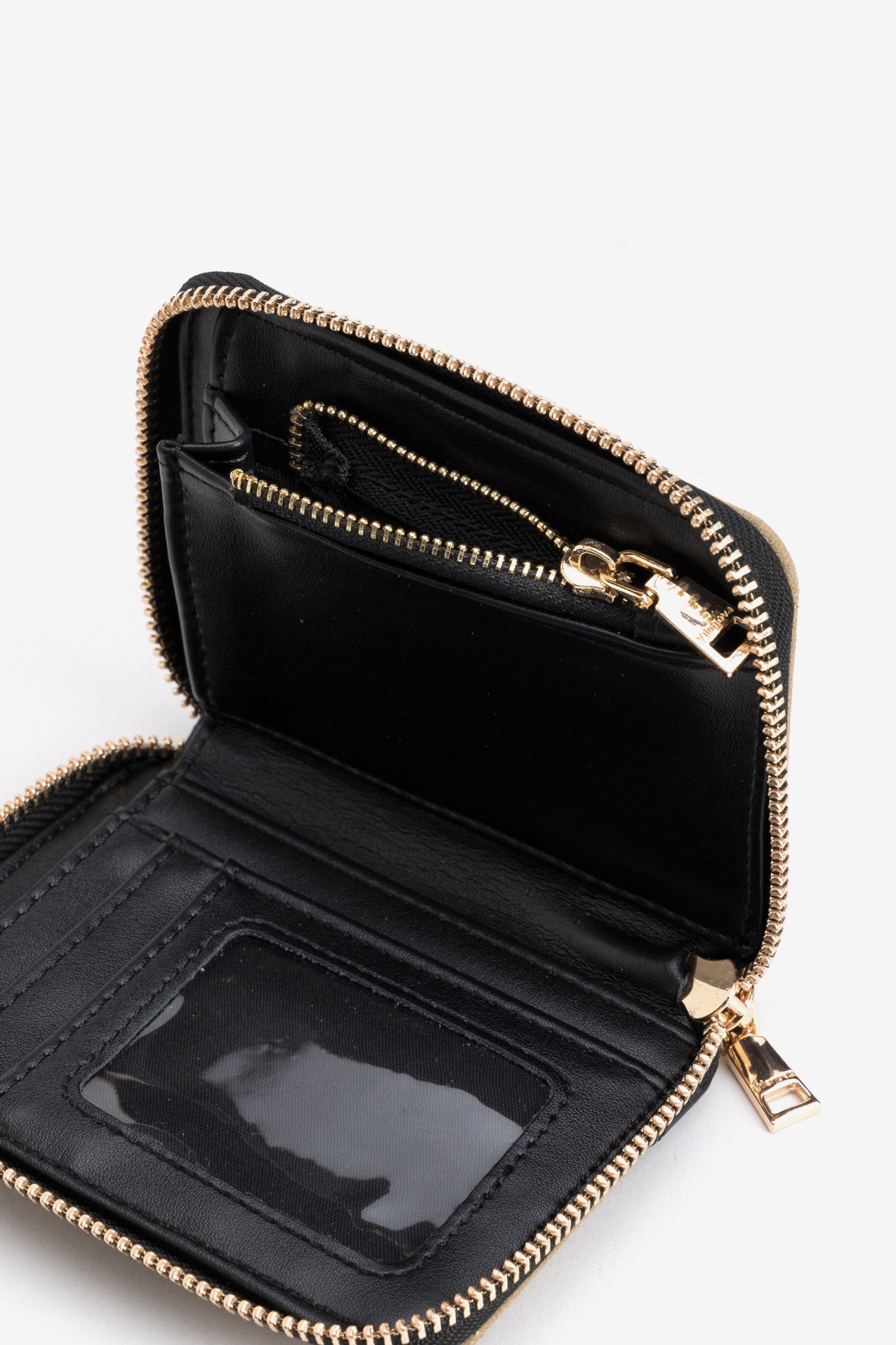Beige and Black Zip Wallet