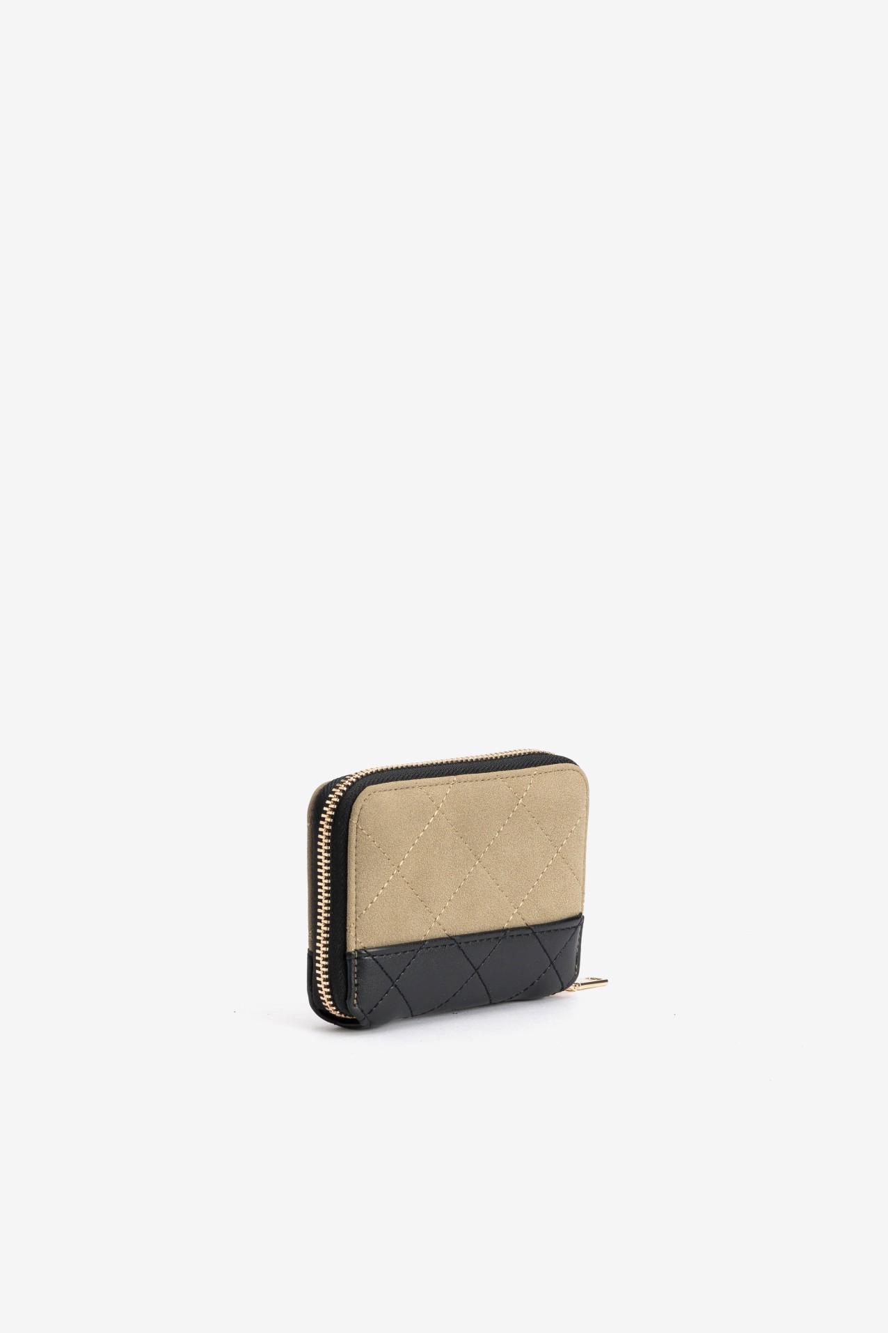 Beige and Black Zip Wallet
