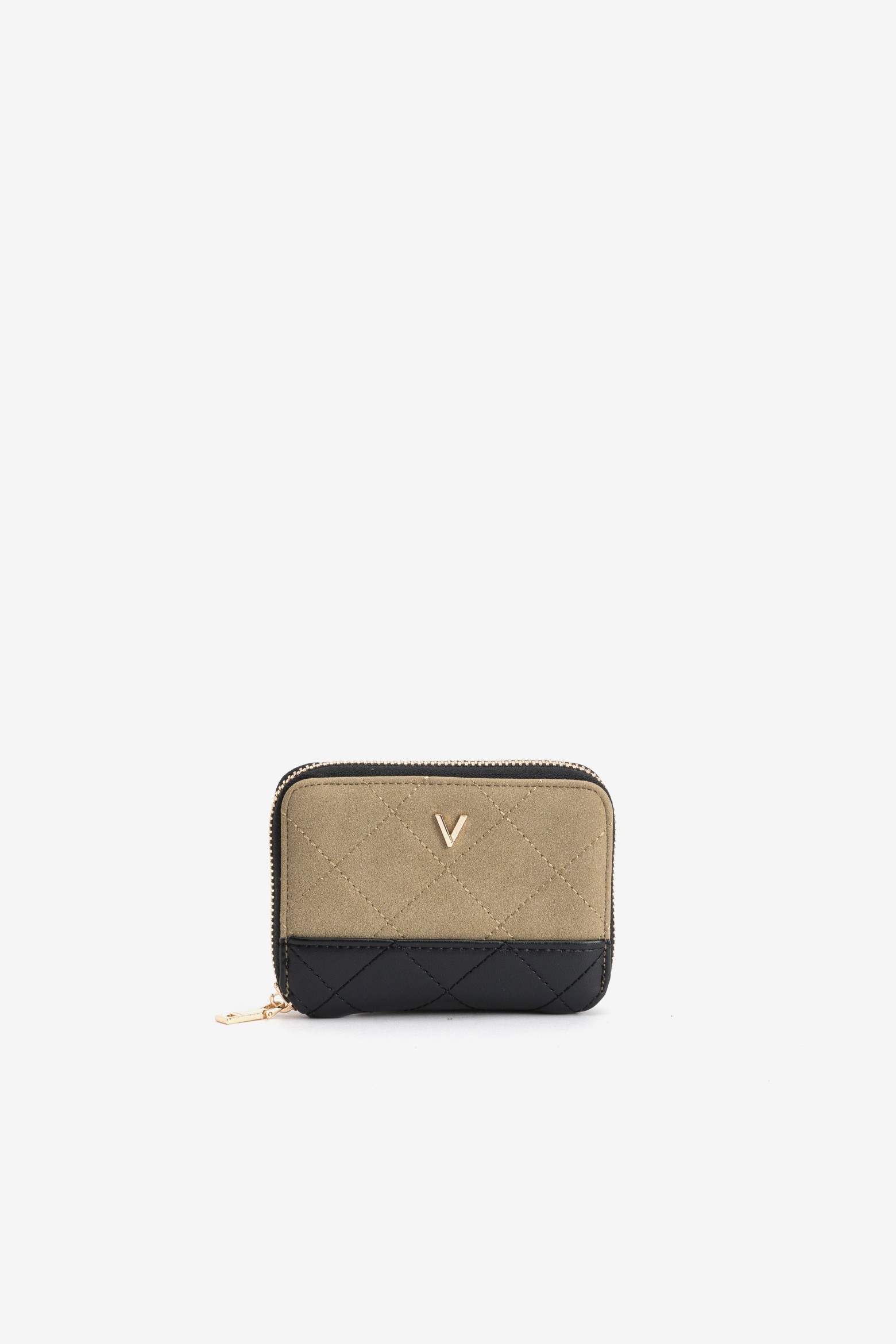 Beige and Black Zip Wallet