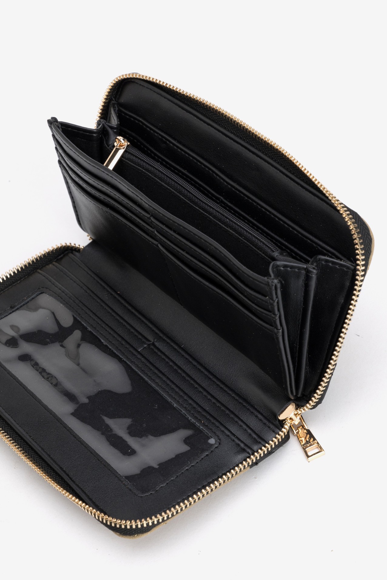 Beige Quilted Zip Wallet