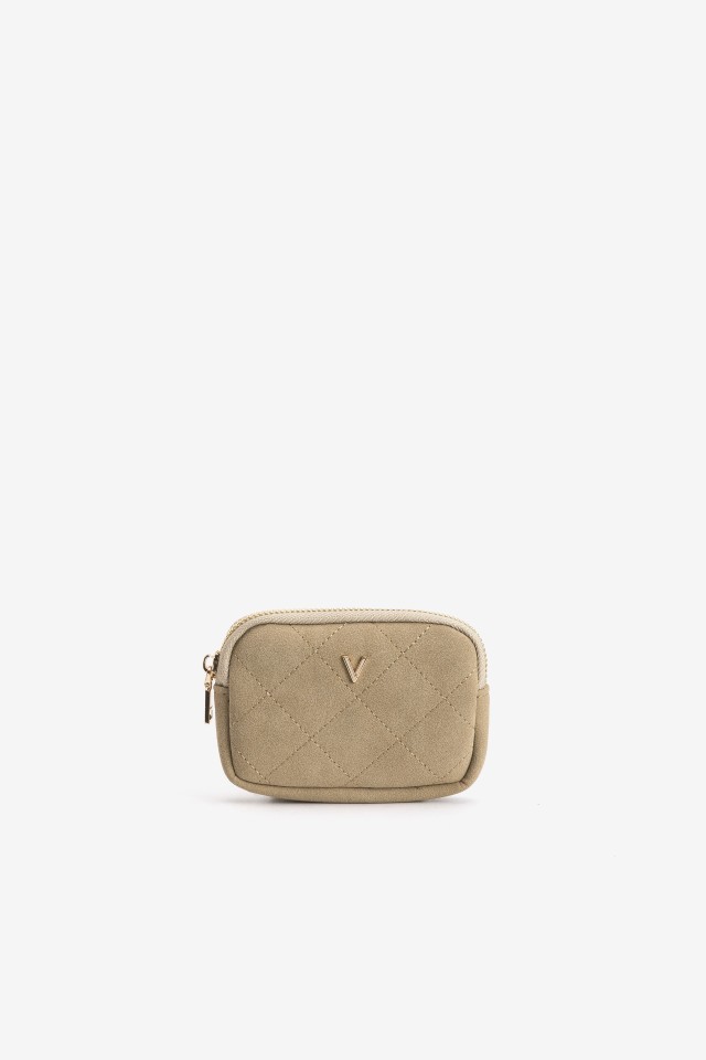 Monedero beige acolchado compacto