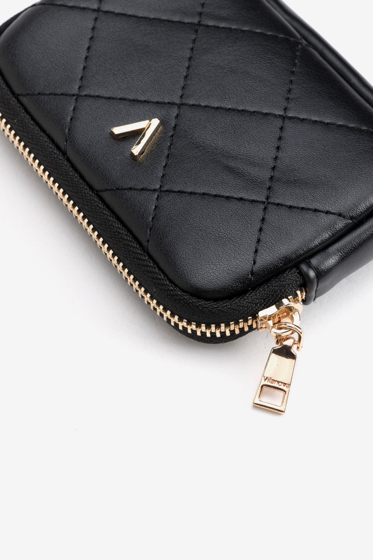 Porta-moedas preto acolchoado