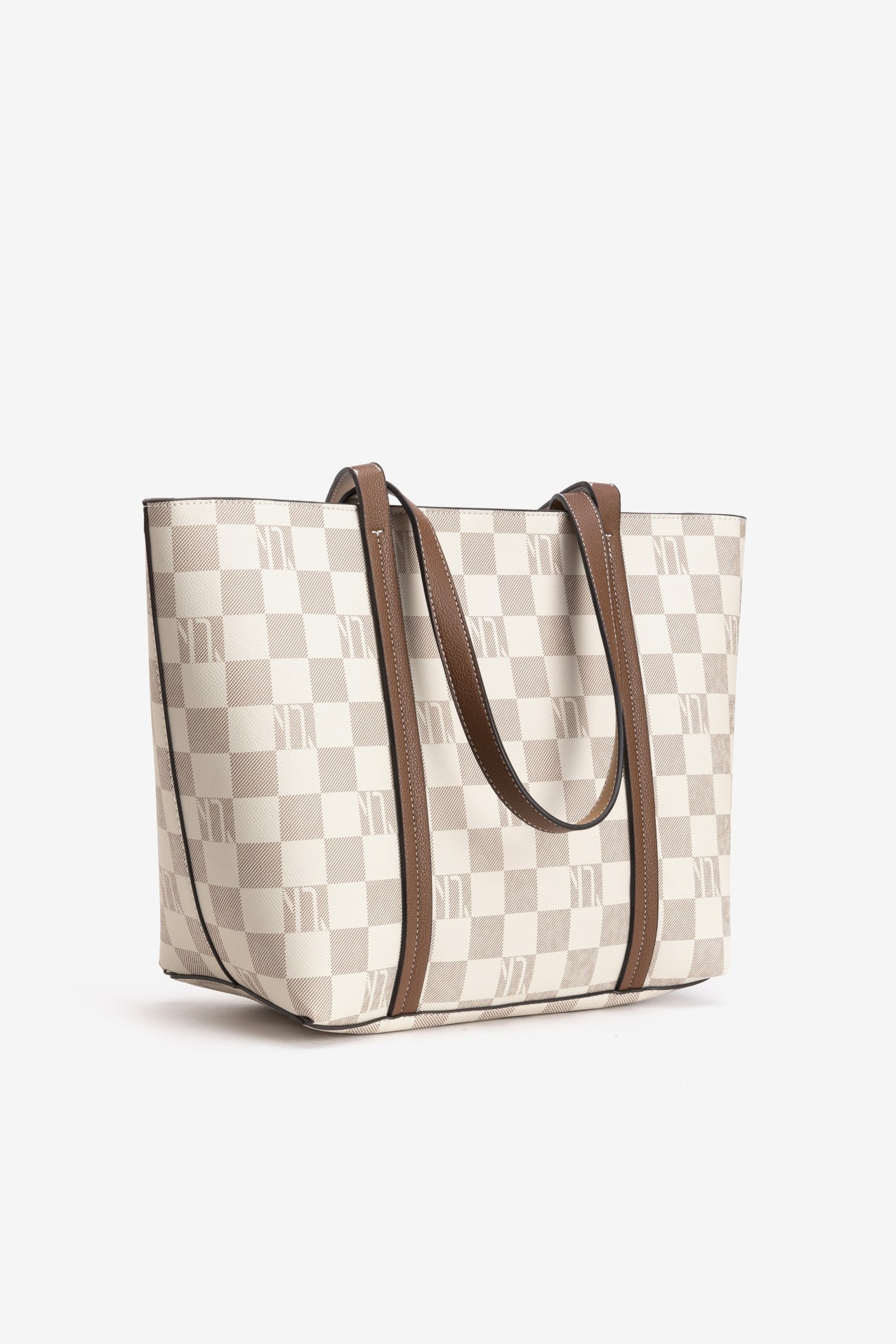 Brown Checkered Tote Bag