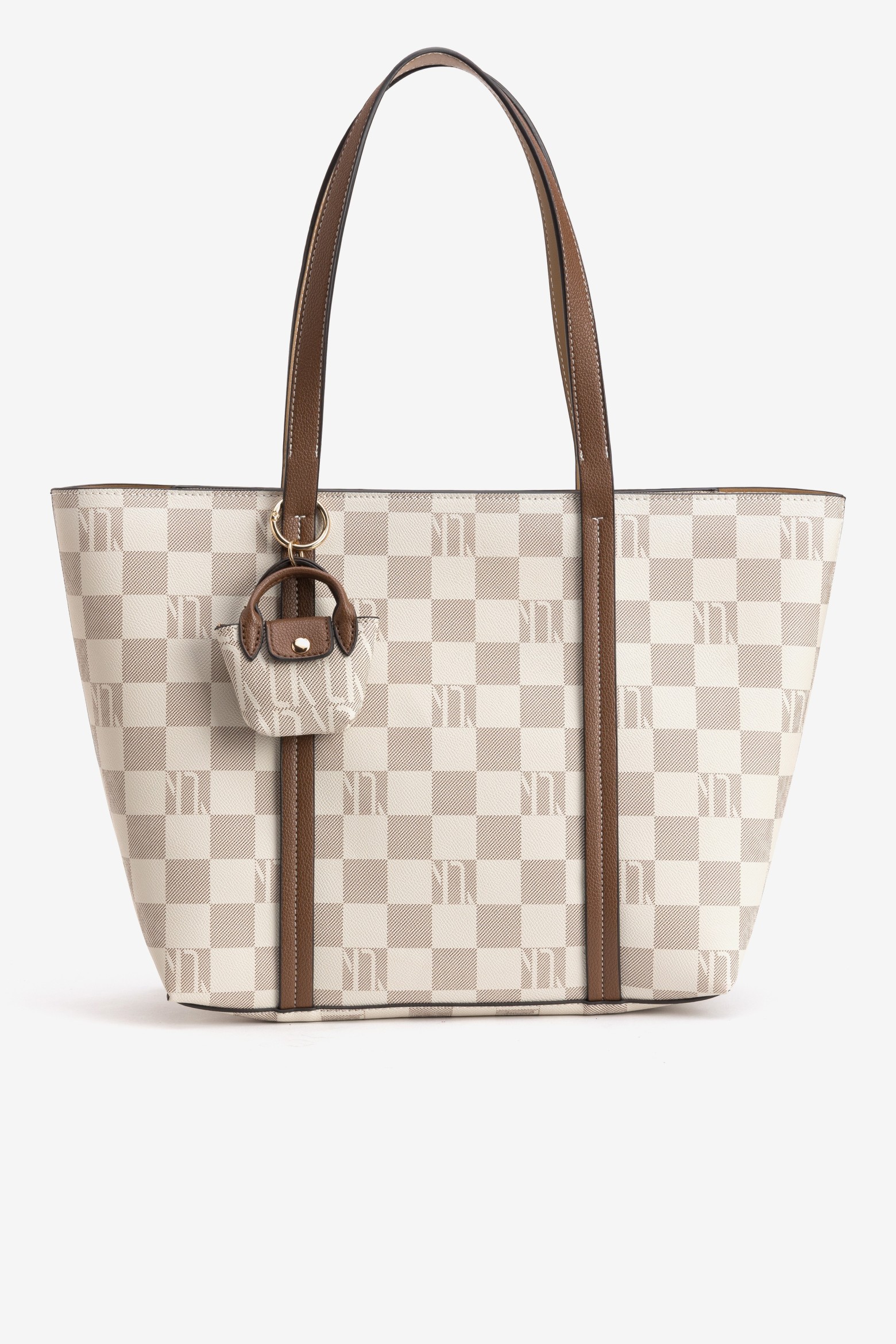 Brown Checkered Tote Bag