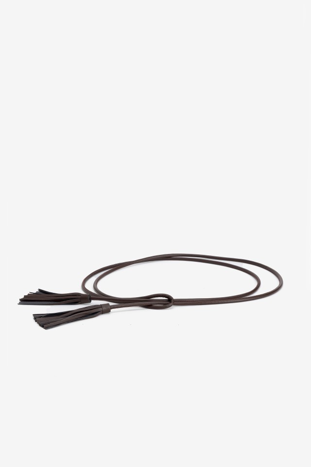 Brown Slim Tassel Belt
