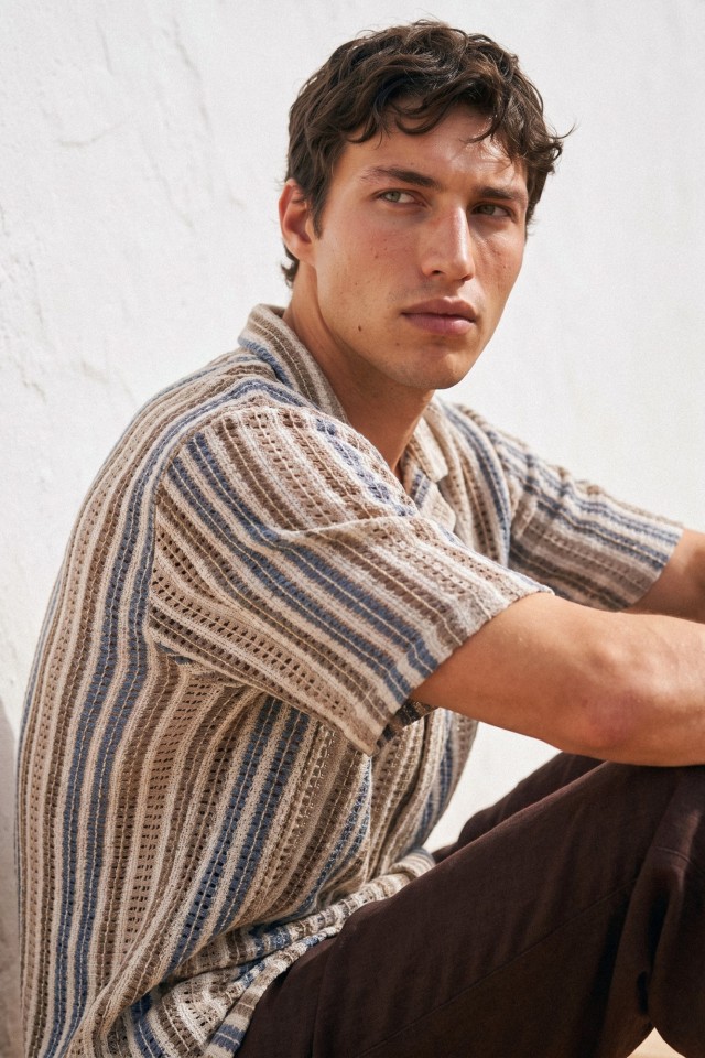 Beige Short Sleeve Relaxed Shirt