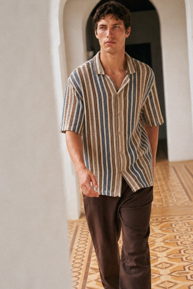 Beige Short Sleeve Relaxed Shirt
