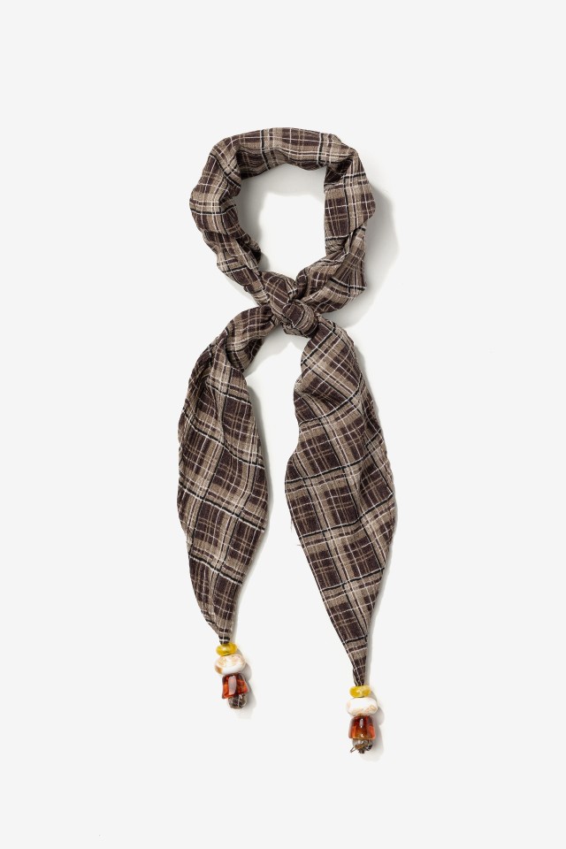 Brown Plaid Bandana Scarf
