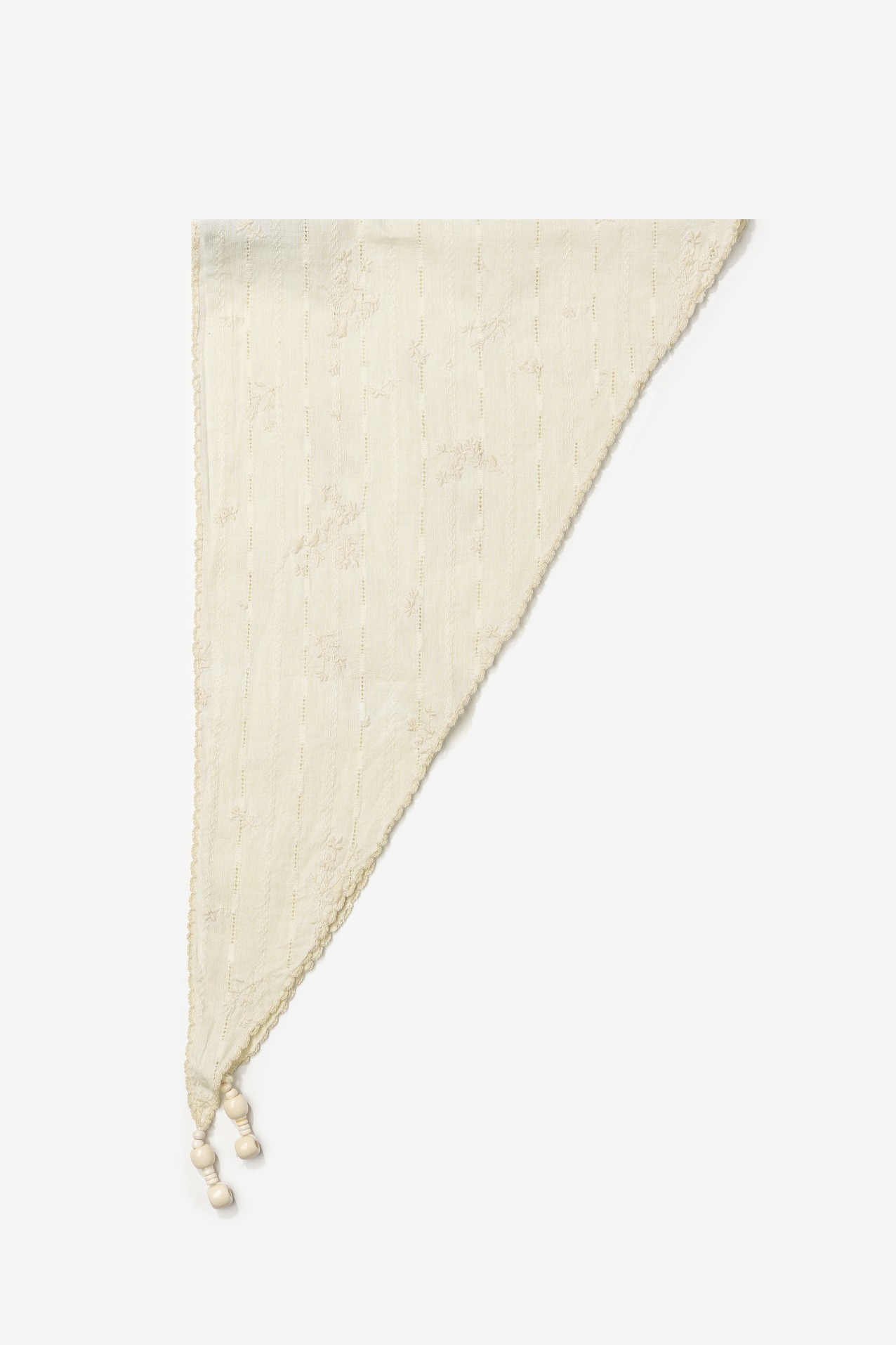 Cream Beaded Skinny Bandana