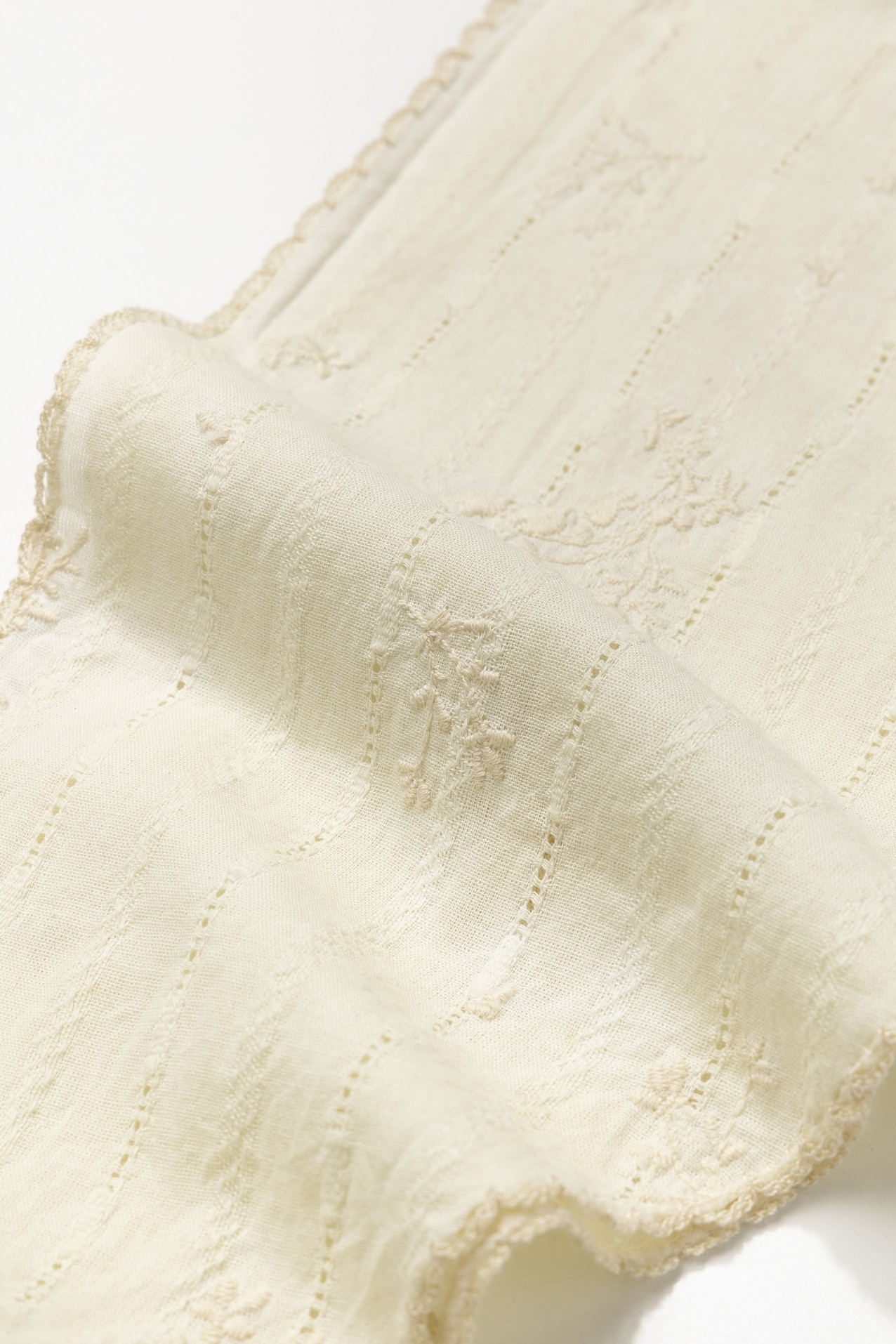 Cream Beaded Skinny Bandana