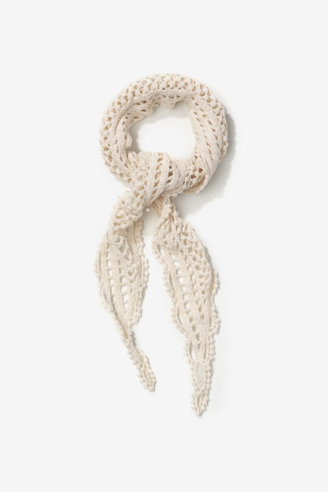 Cream Crochet Skinny Bandana