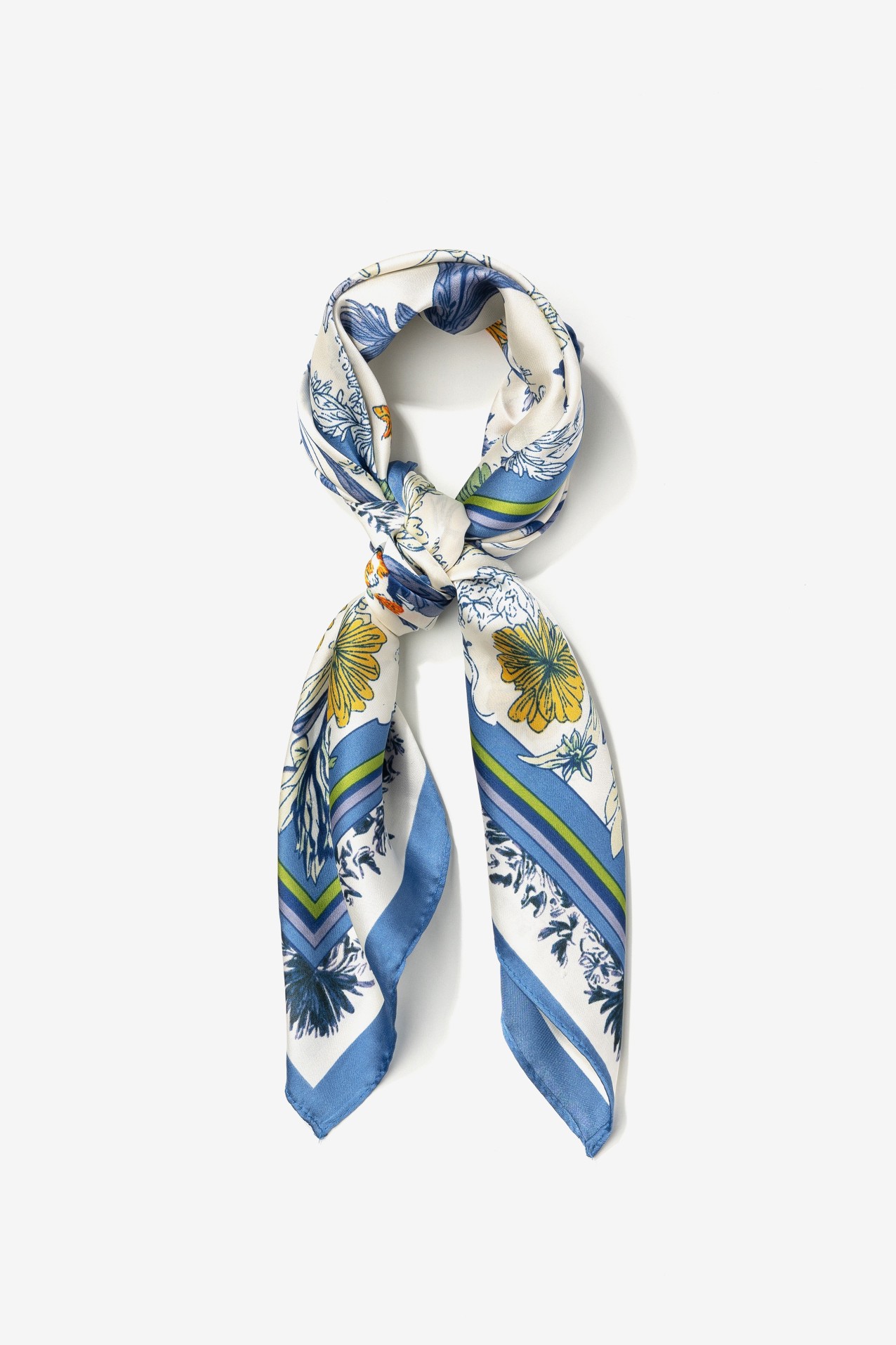 Blue Floral Skinny Bandana
