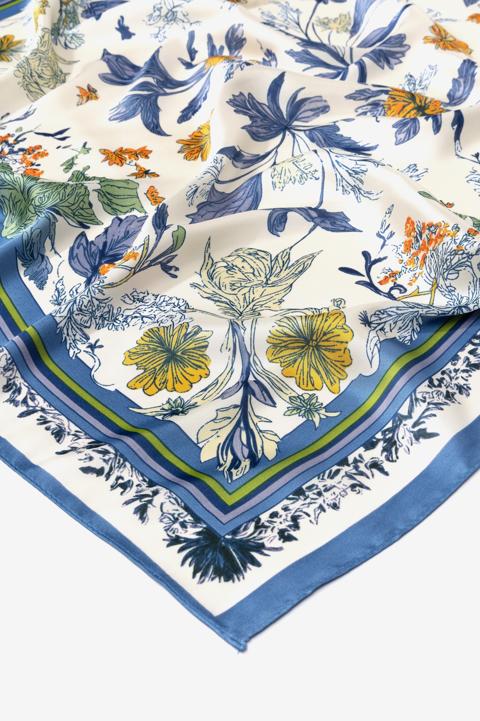 Blue Floral Skinny Bandana