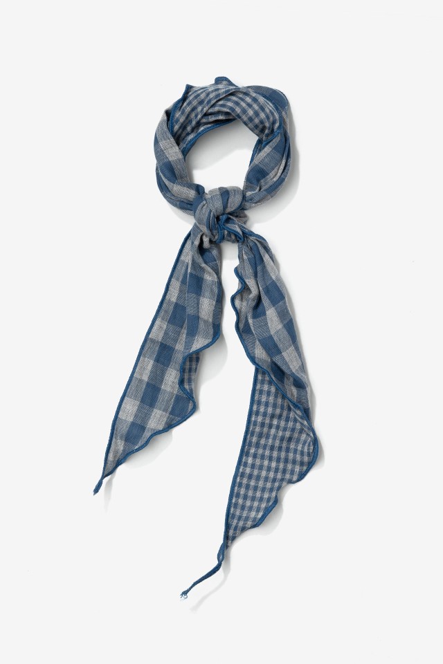 Blue Gingham Bandana Scarf