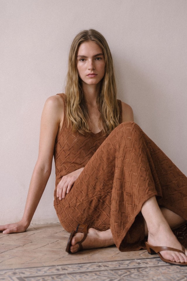 Textured Midi Orange Dress Textured Midi Orange Dress