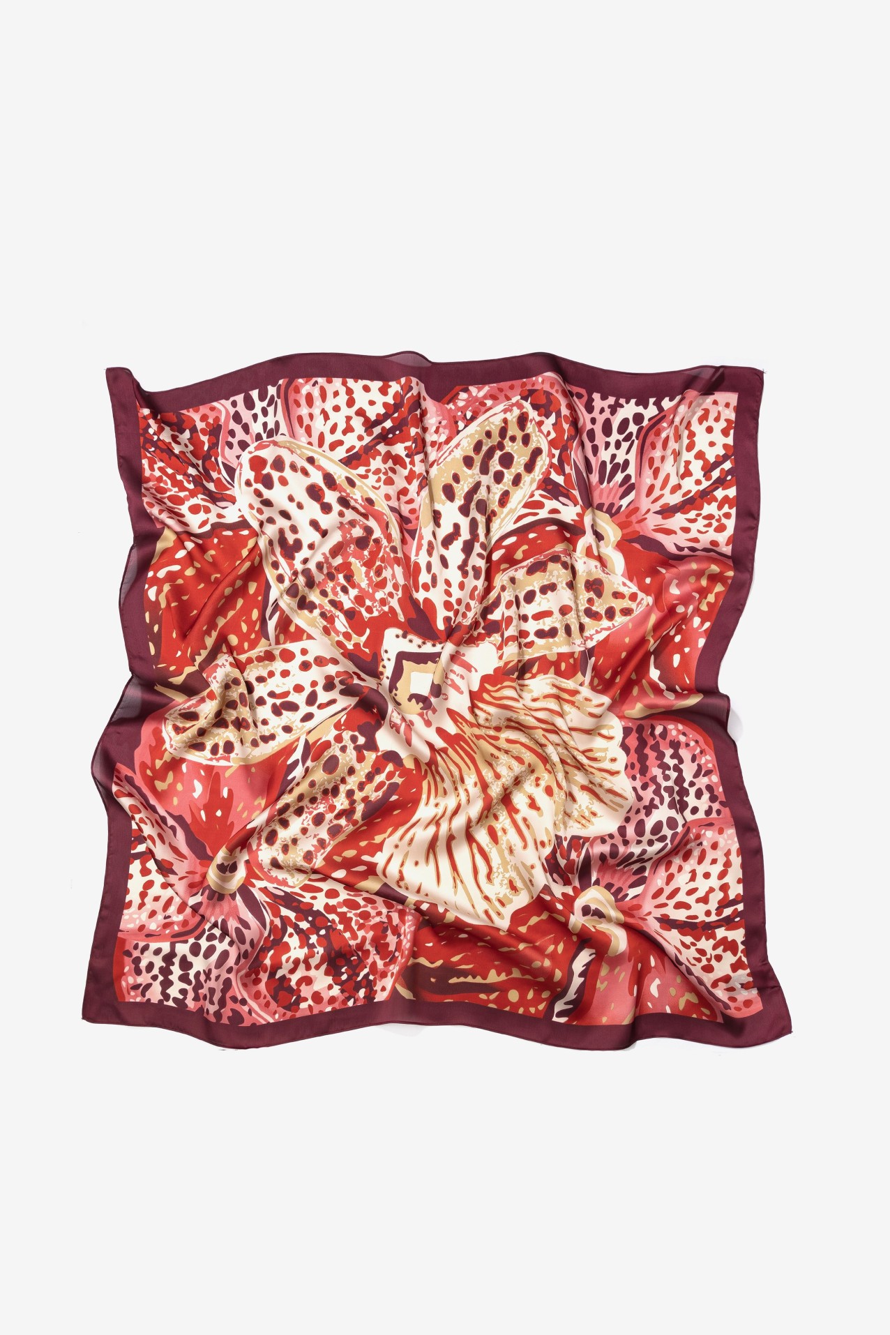 Pa�uelo estampado rojo floral