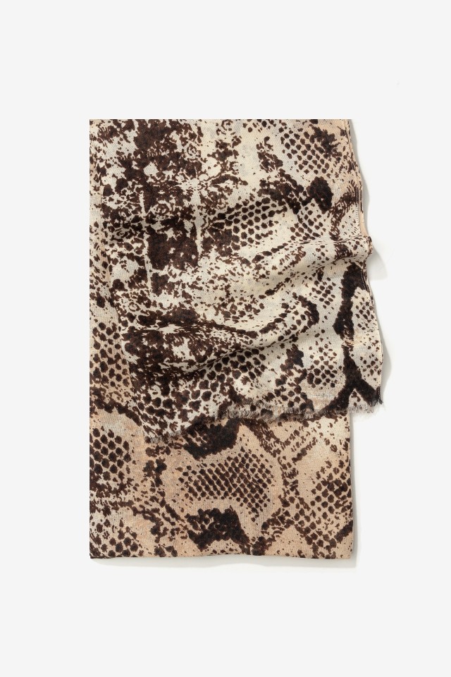 Snake Print Beige Scarf