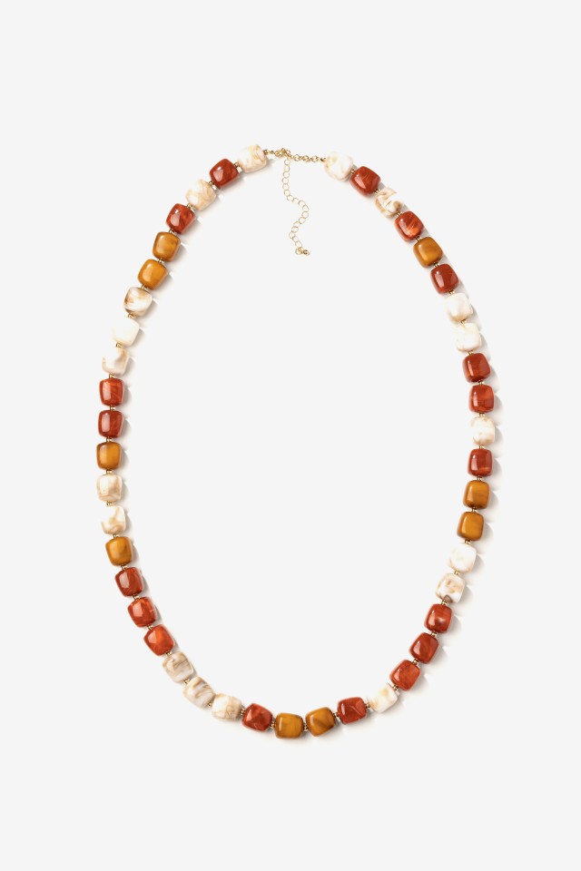 Beige Chunky Beaded Necklace