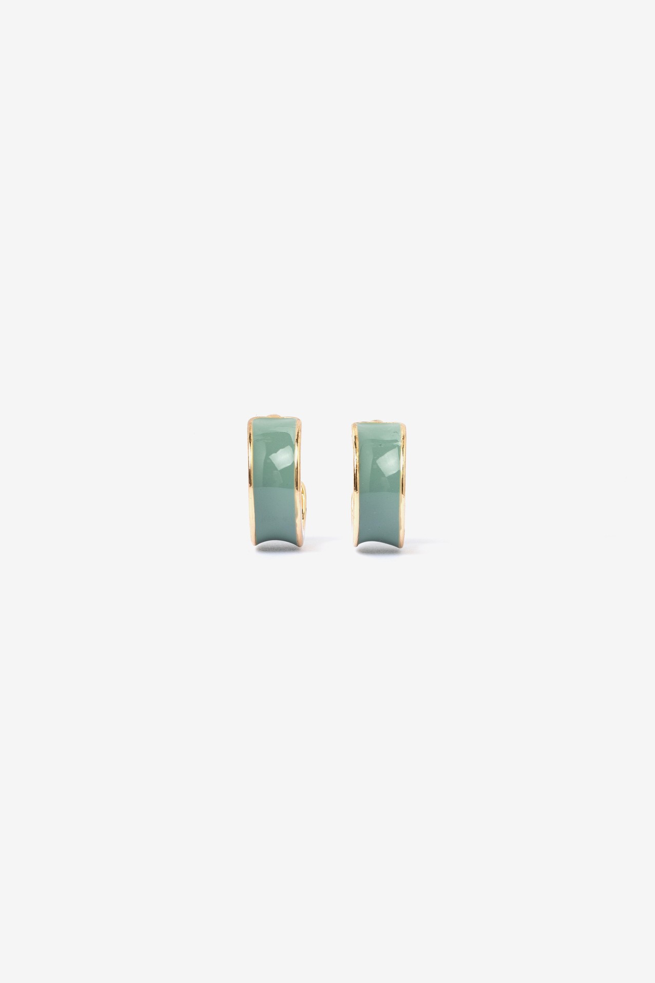 Gold Green Hoop Earrings