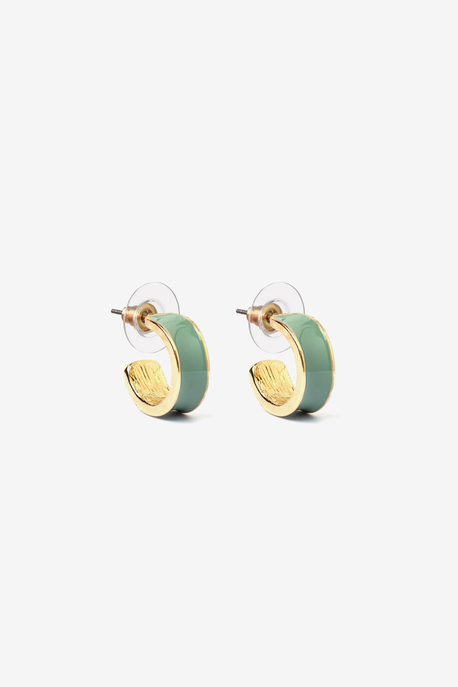 Gold Green Hoop Earrings