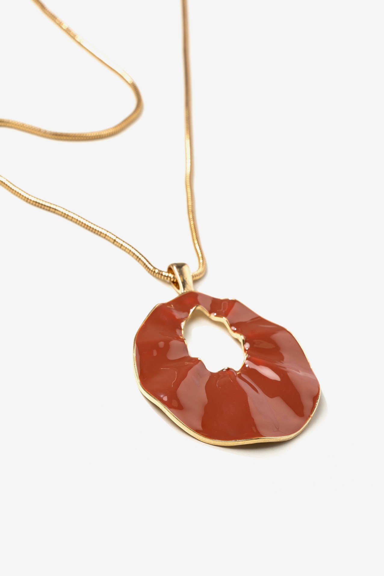 Gold Necklace With Brown Pendant