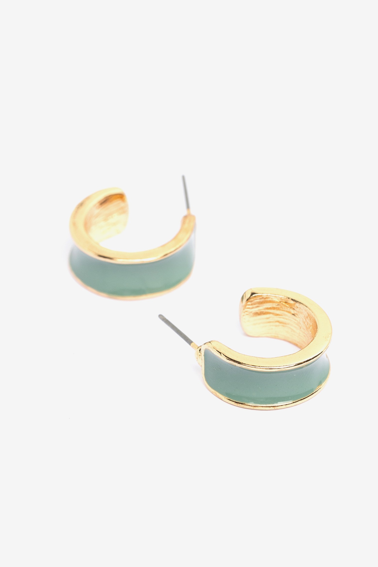 Gold Green Hoop Earrings