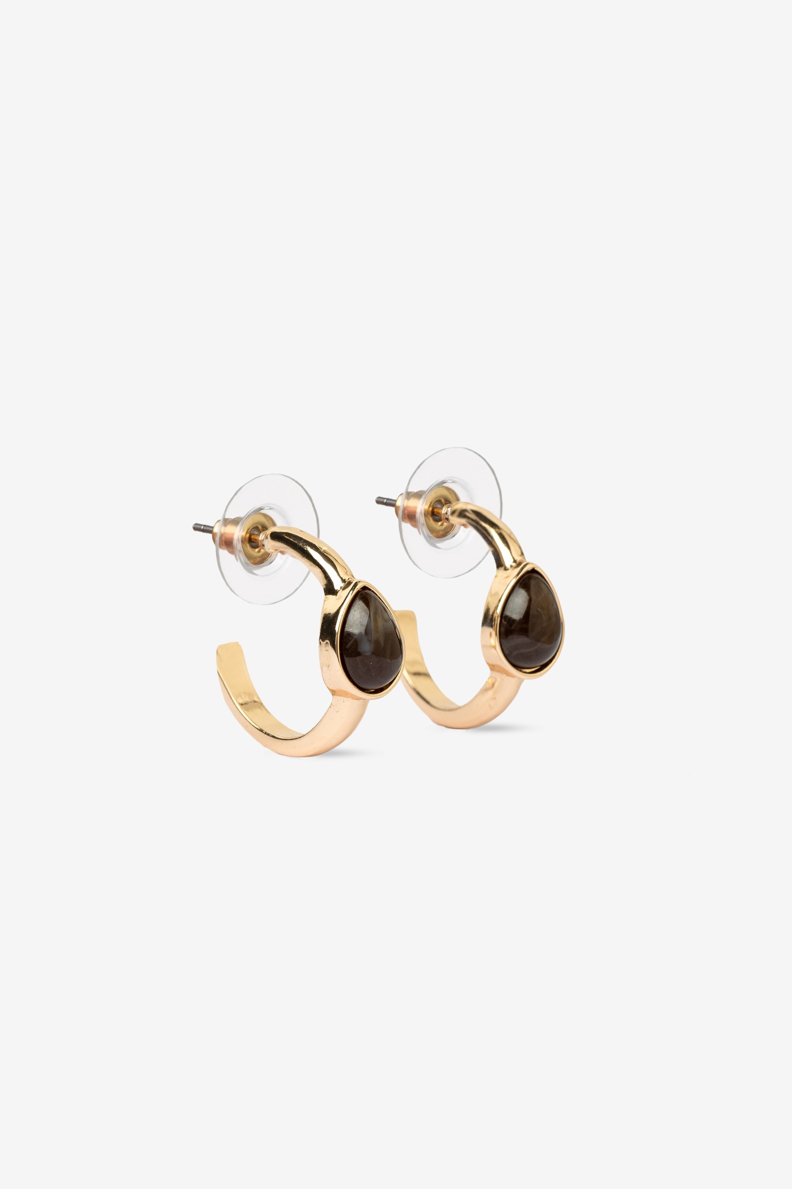 Chunky gold hoops with stone