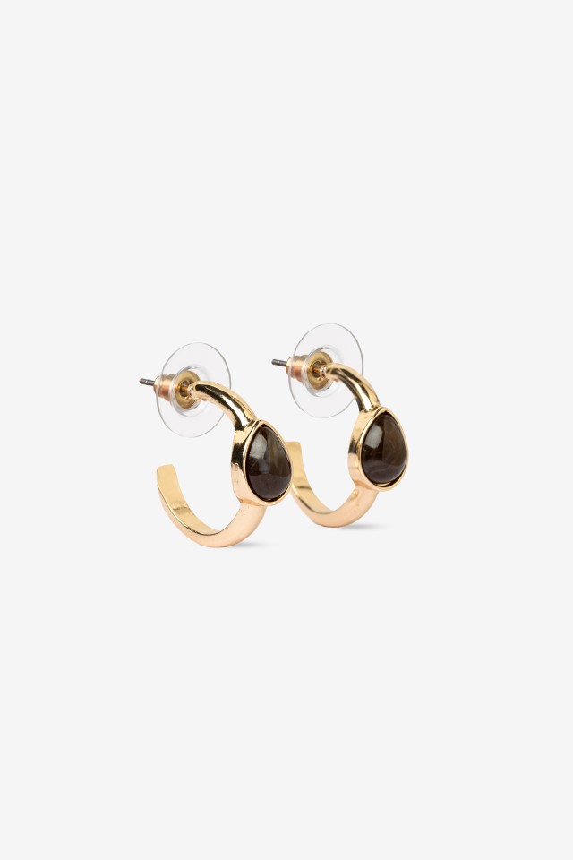 Chunky gold hoops with stone