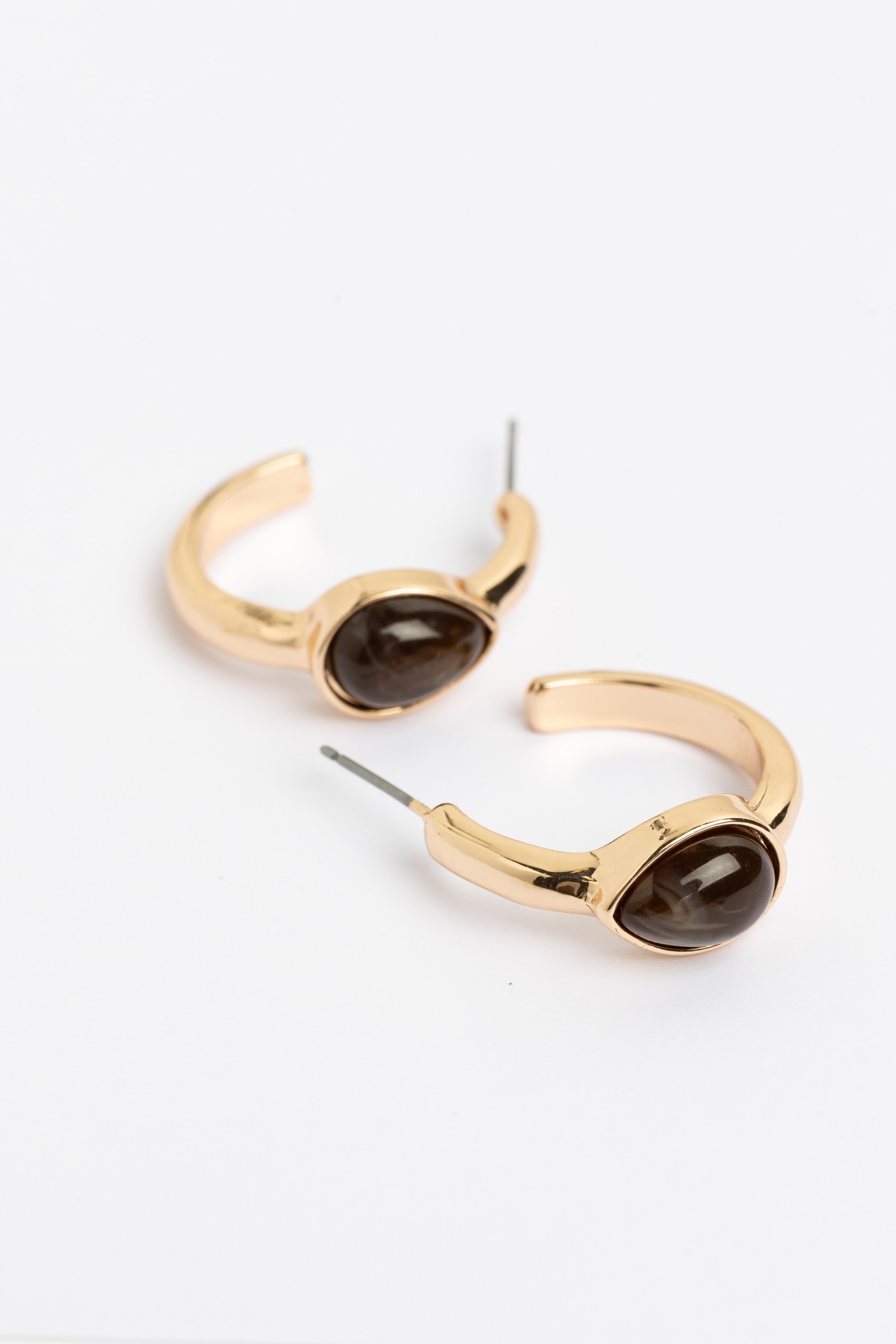 Chunky gold hoops with stone