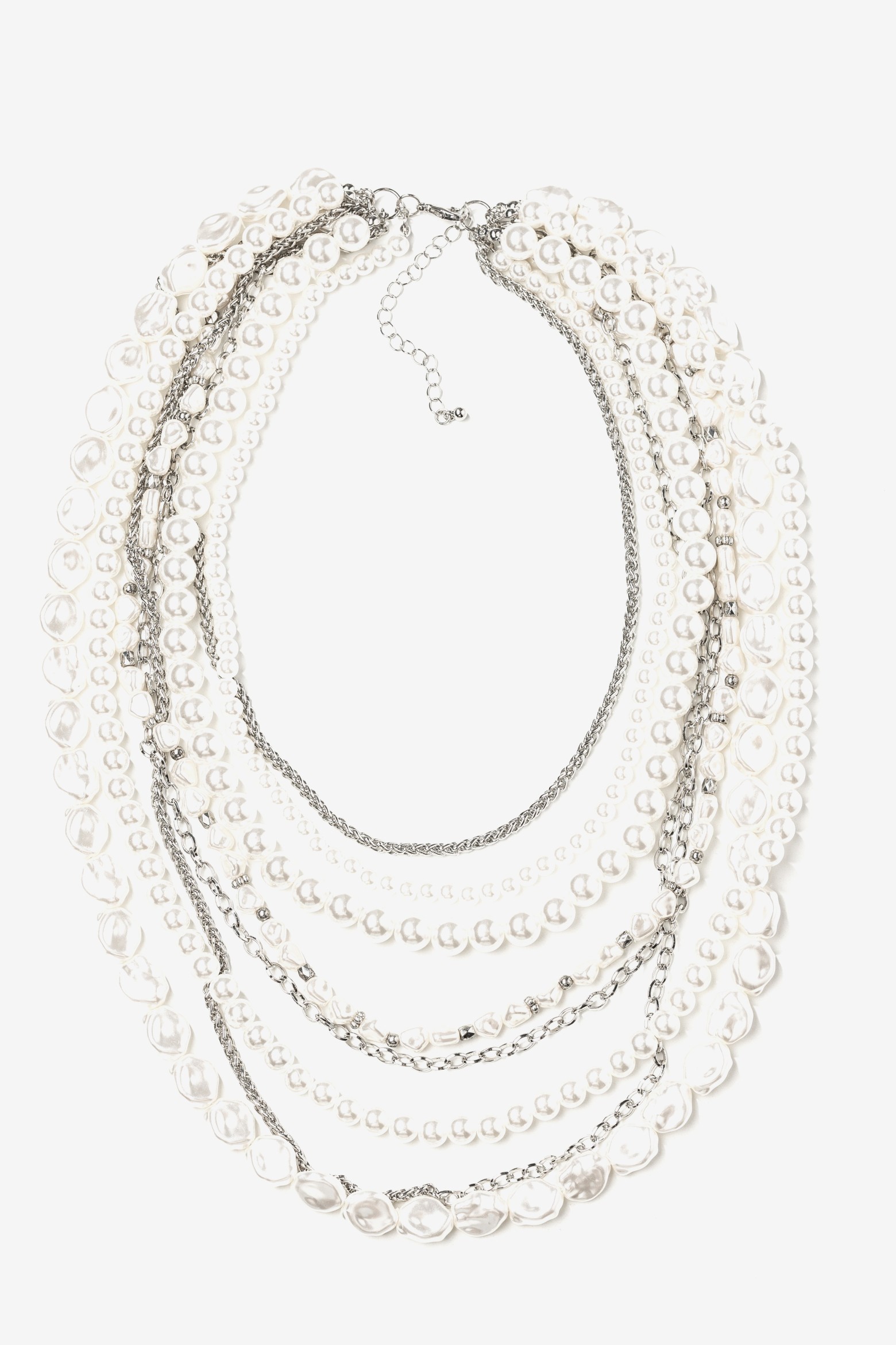 Layered Silver Pearl Necklace