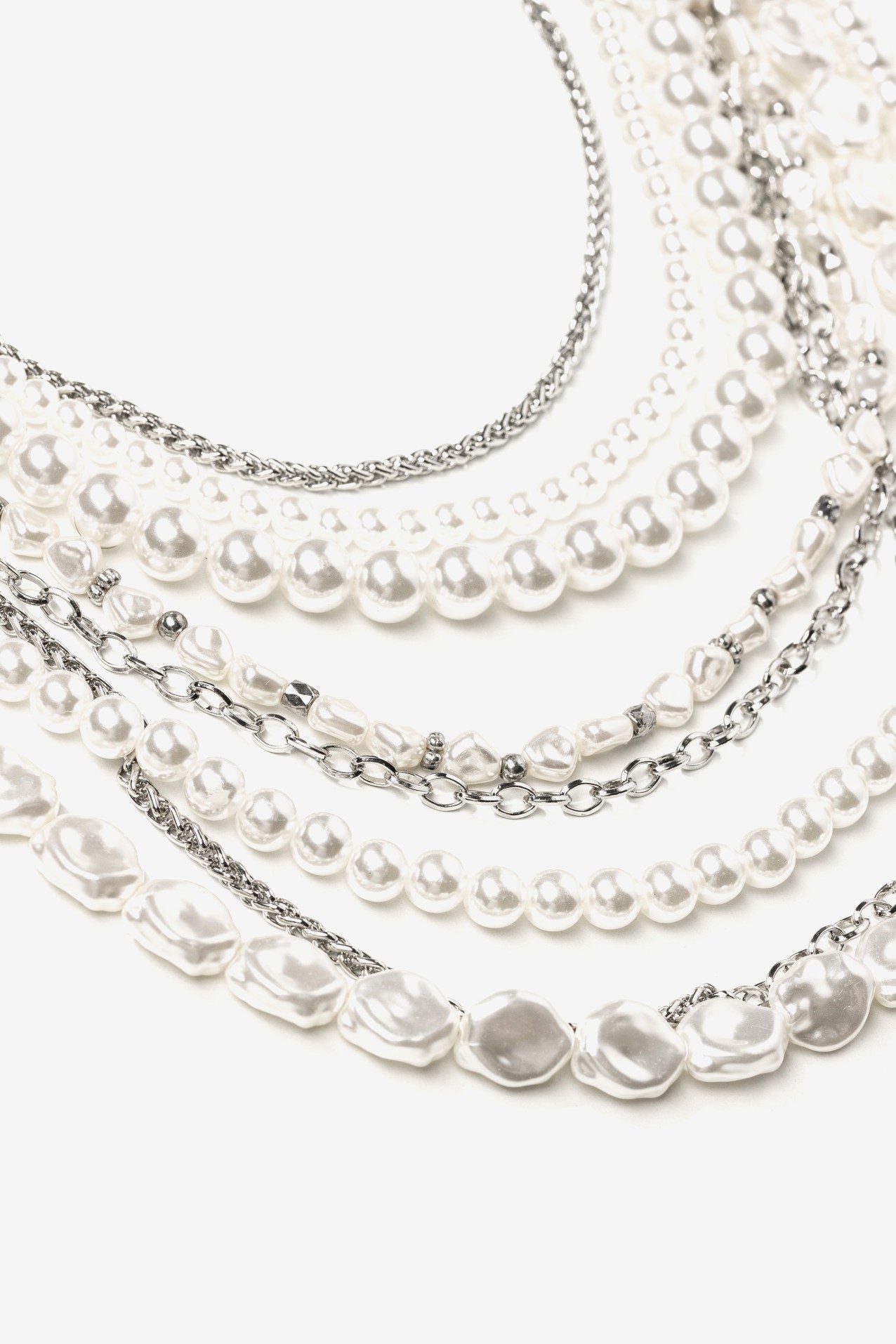Layered Silver Pearl Necklace