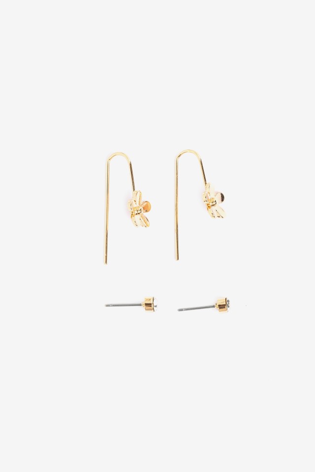 Gold Flower Earring Set