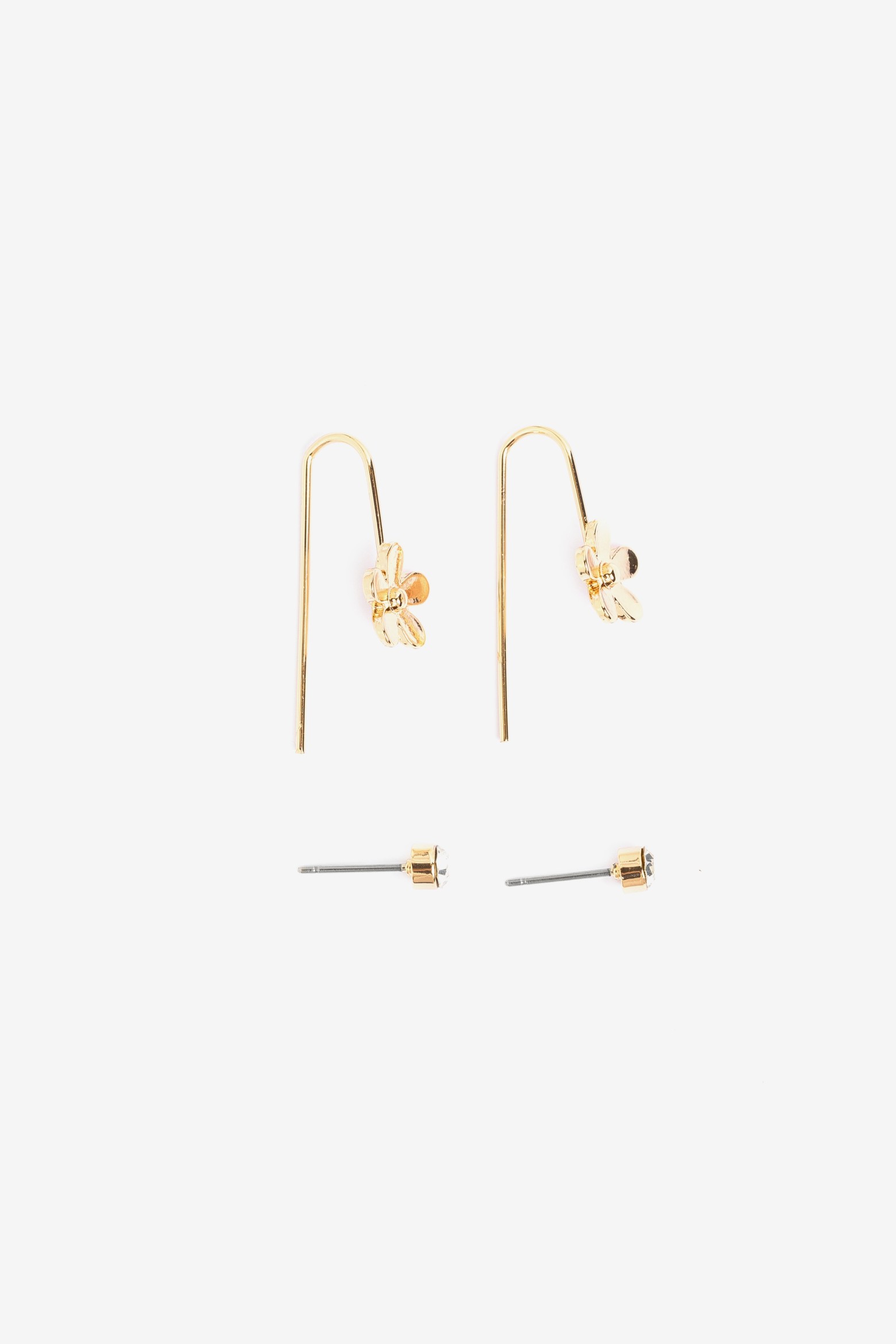 Gold Flower Earring Set