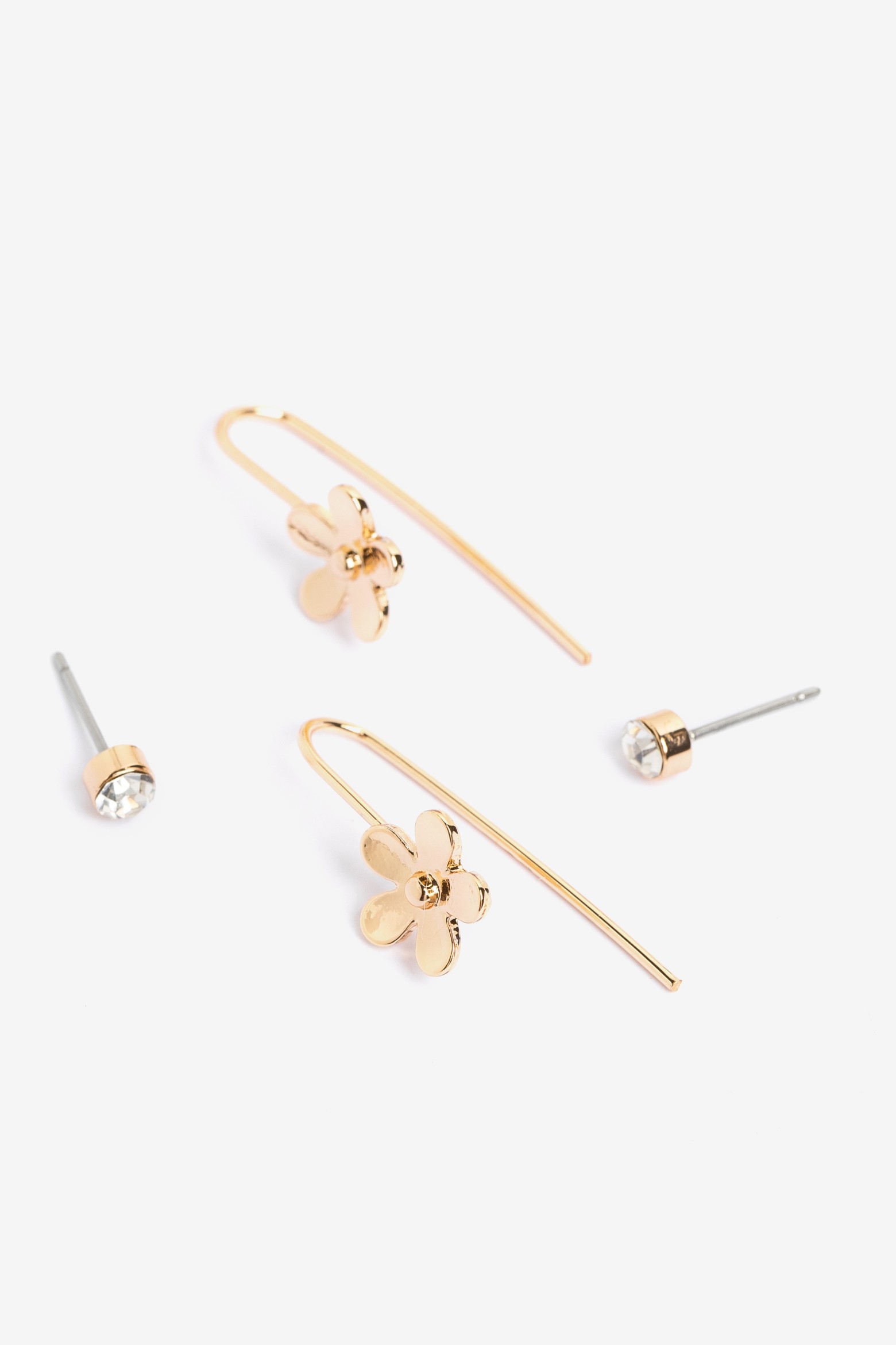 Gold Flower Earring Set
