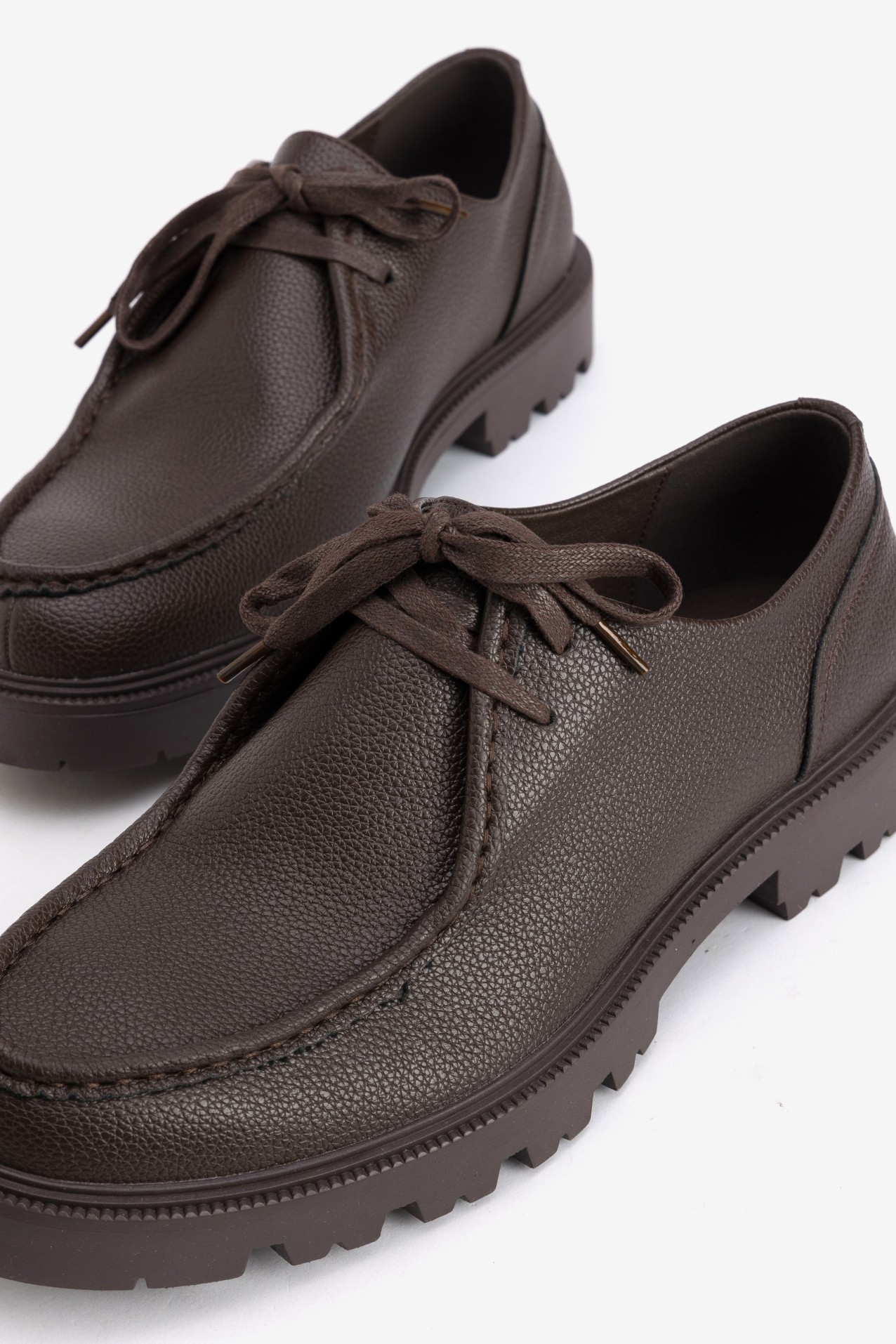 Chunky Brown Lace-Up Shoes