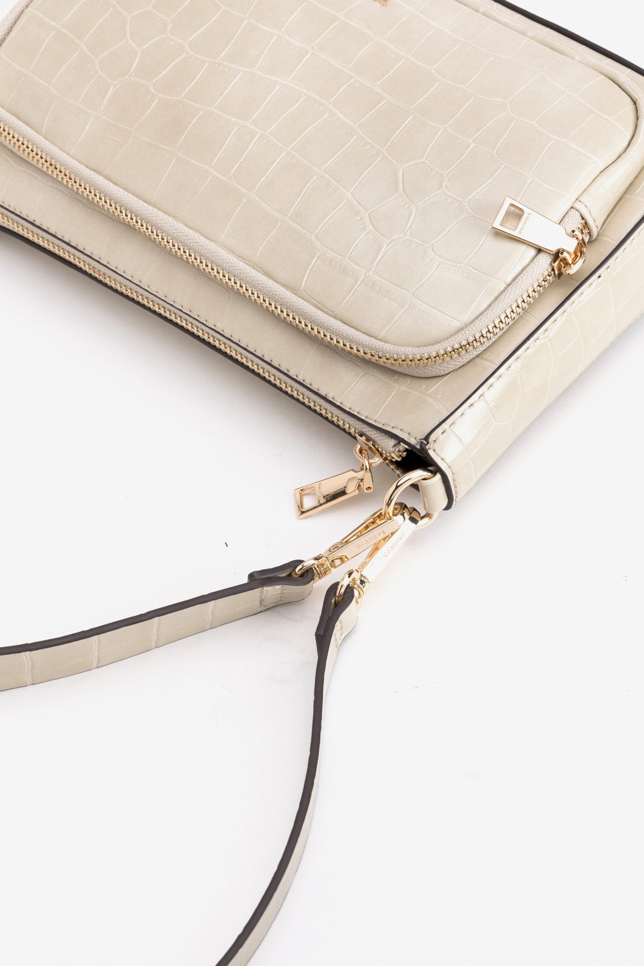 Beige Croc Textured Purse