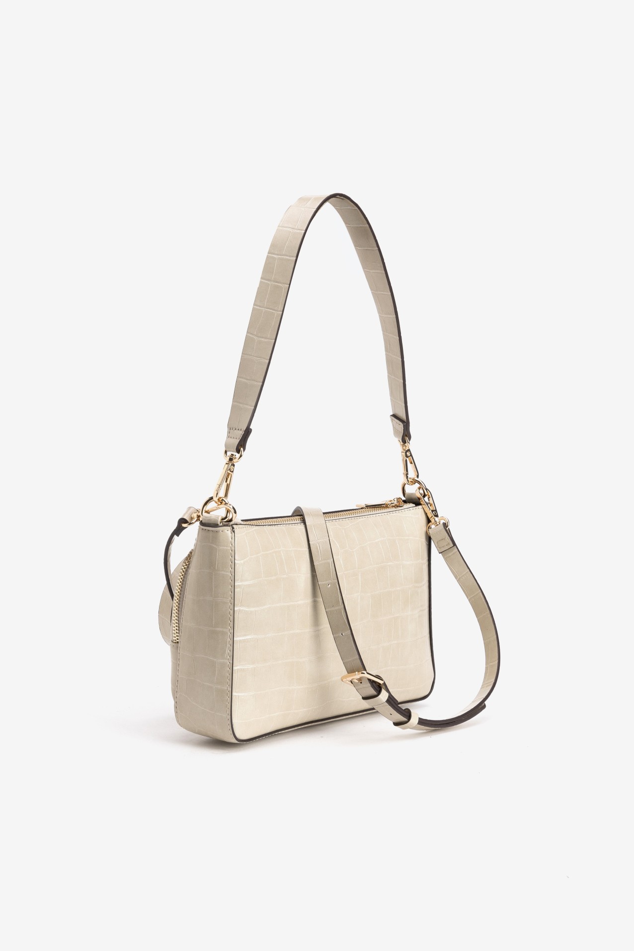 Beige Croc Textured Purse