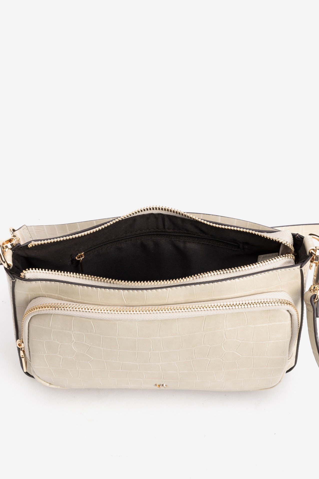 Beige Croc Textured Purse