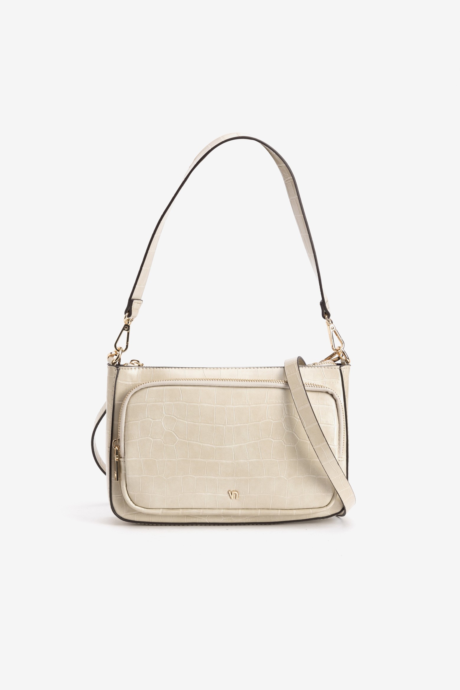 Beige Croc Textured Purse