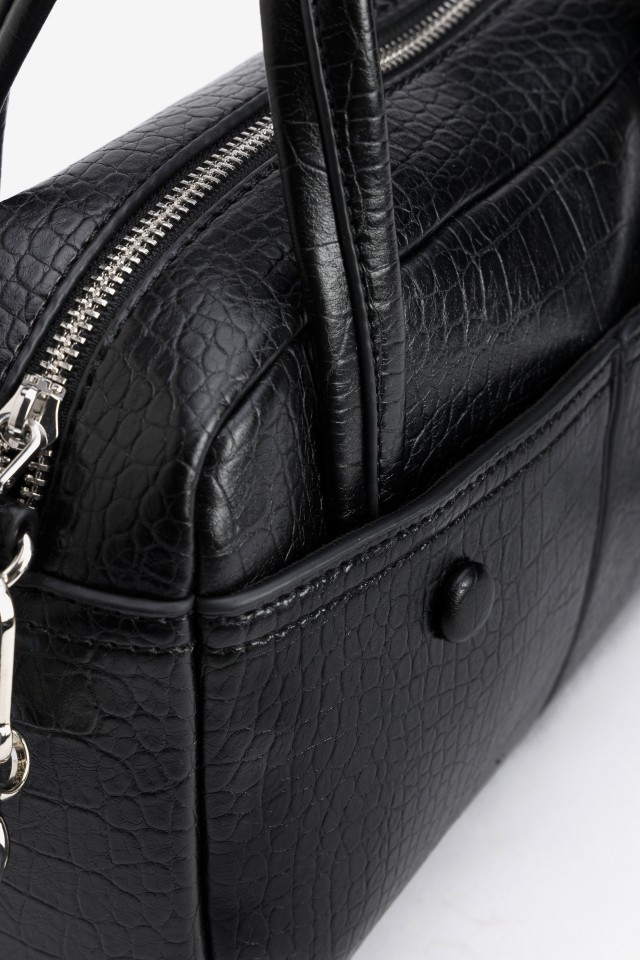 Black Croc Effect Handbag Black Croc Effect Handbag