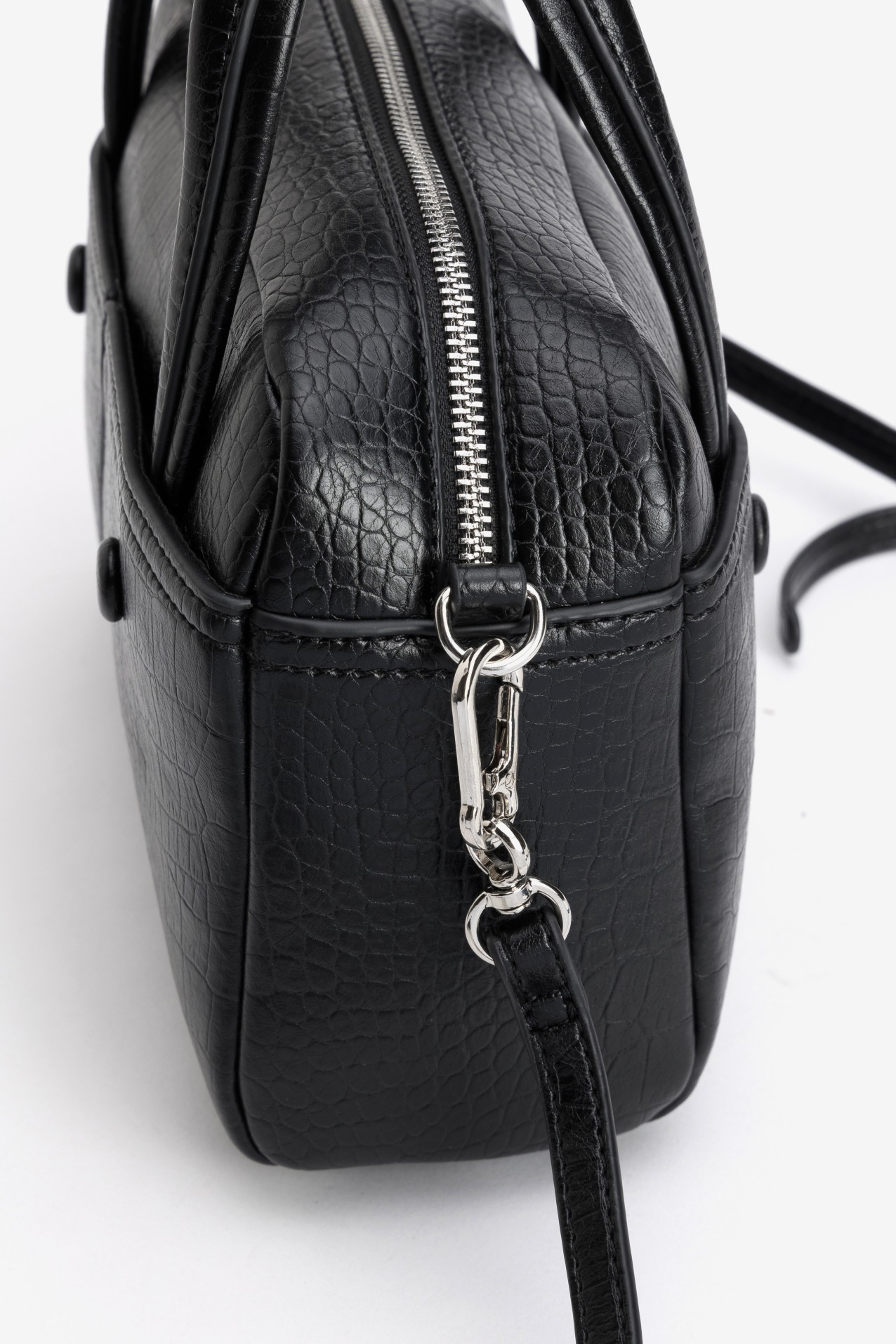 Black Croc Effect Handbag