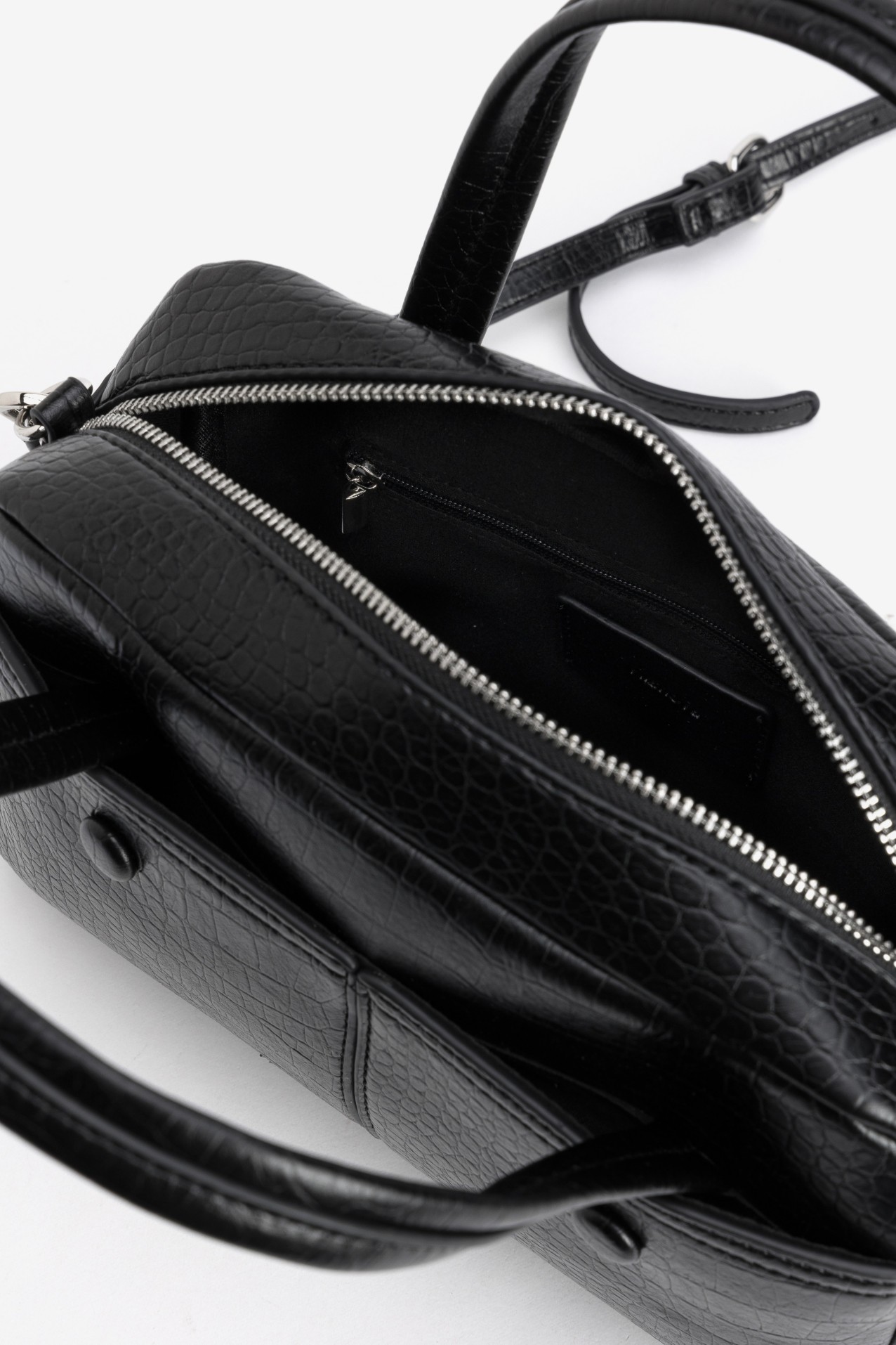 Black Croc Effect Handbag