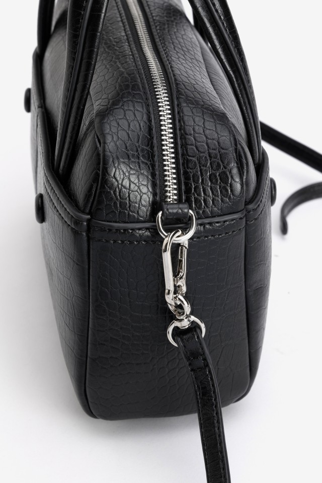 Black Croc Effect Handbag Black Croc Effect Handbag